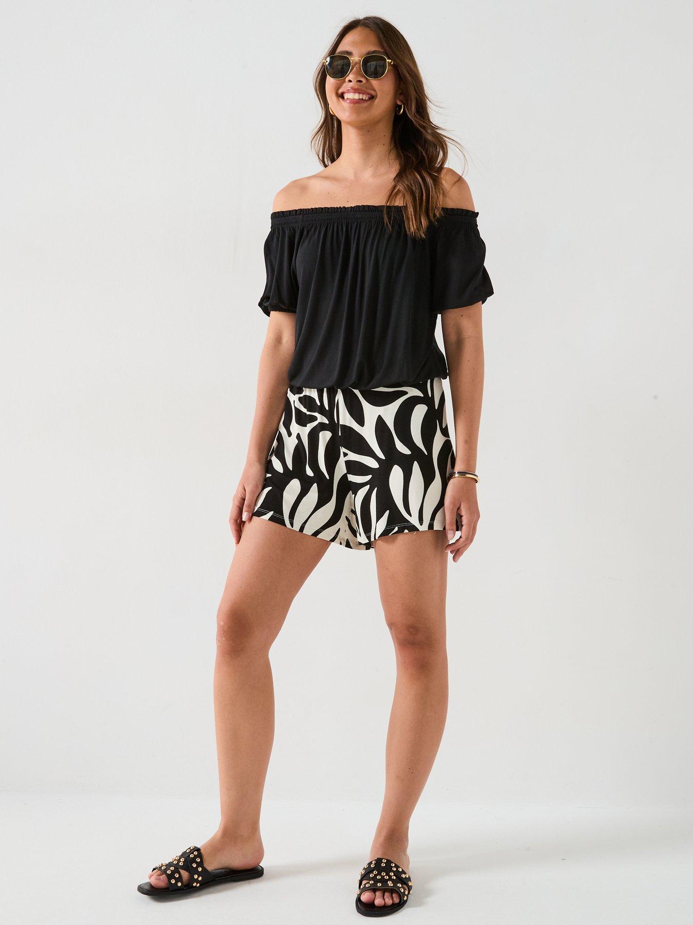  image of everyday-2-pack-of-shorts-blackmono-palm-print