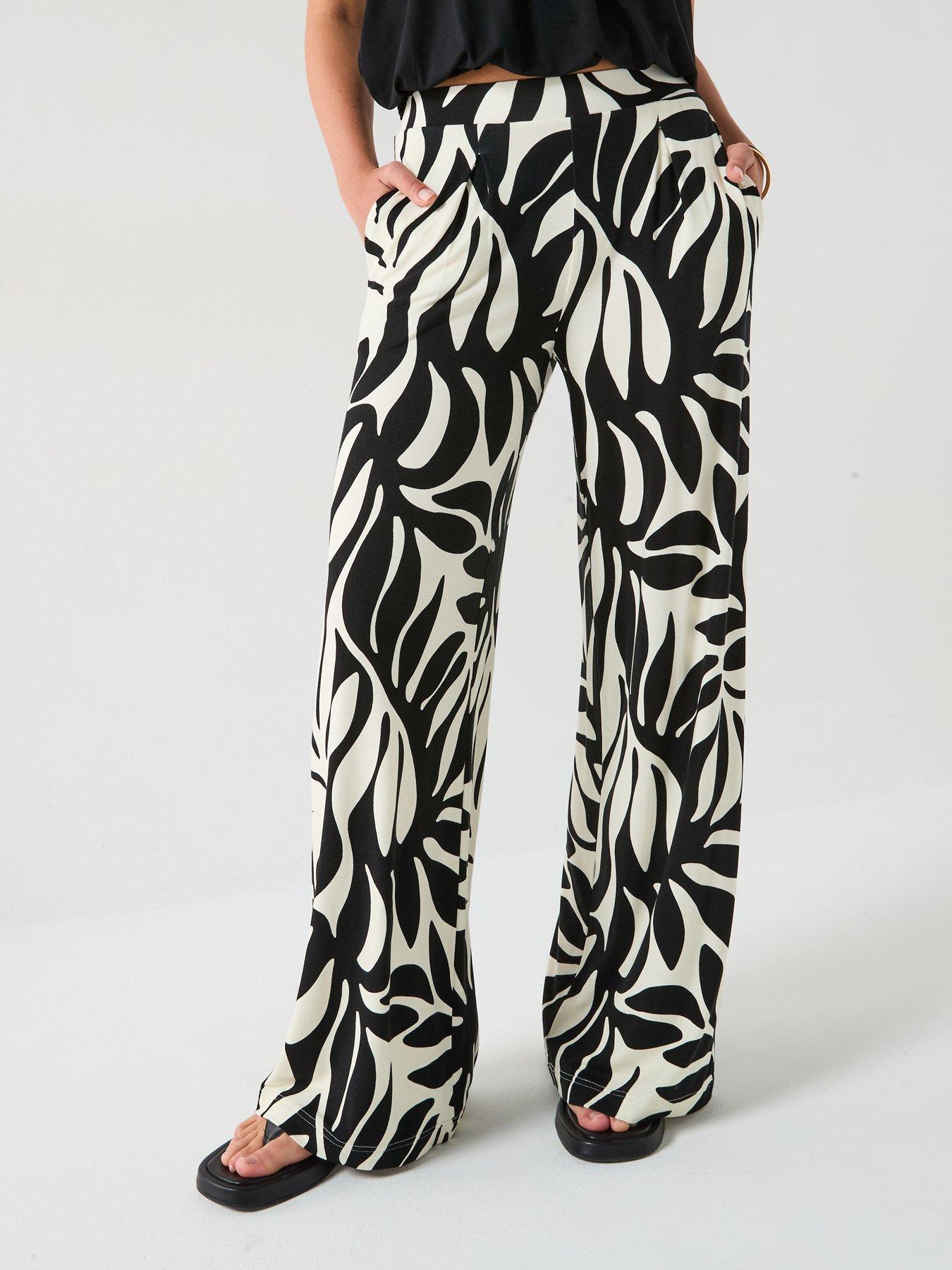  image of everyday-high-waisted-wide-leg-trousers-mono-palm-print