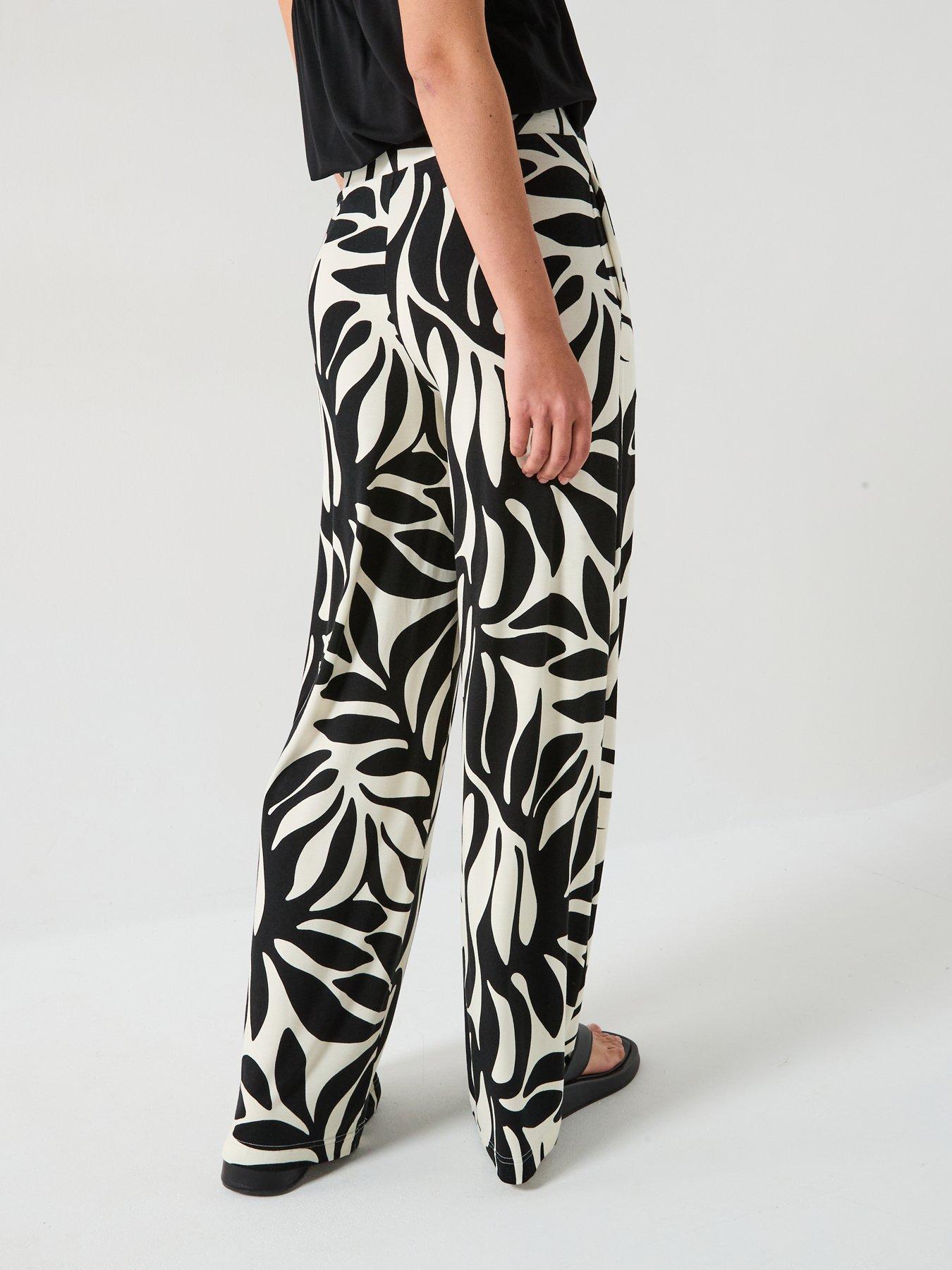  image of everyday-high-waisted-wide-leg-trousers-mono-palm-print