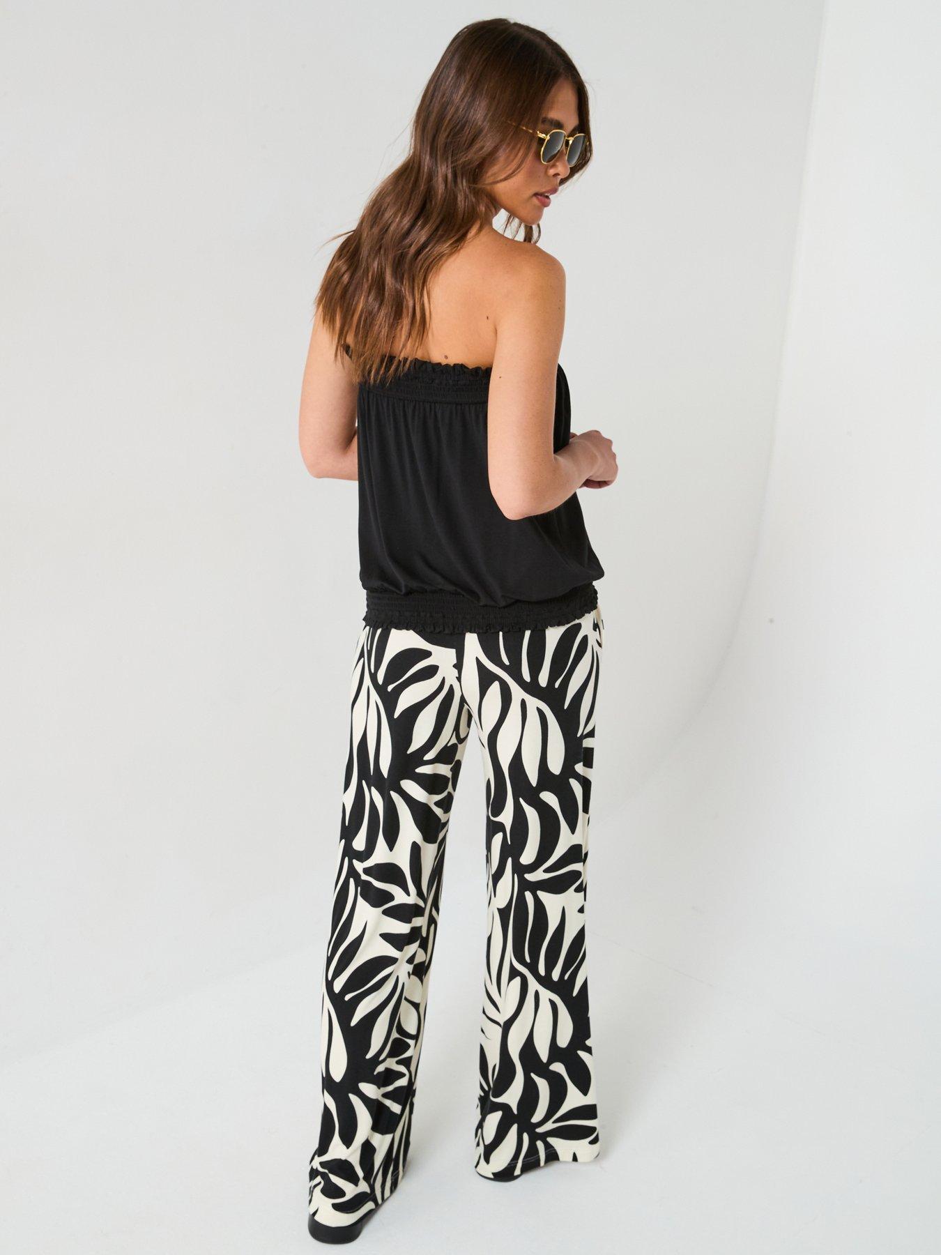  image of everyday-high-waisted-wide-leg-trousers-mono-palm-print