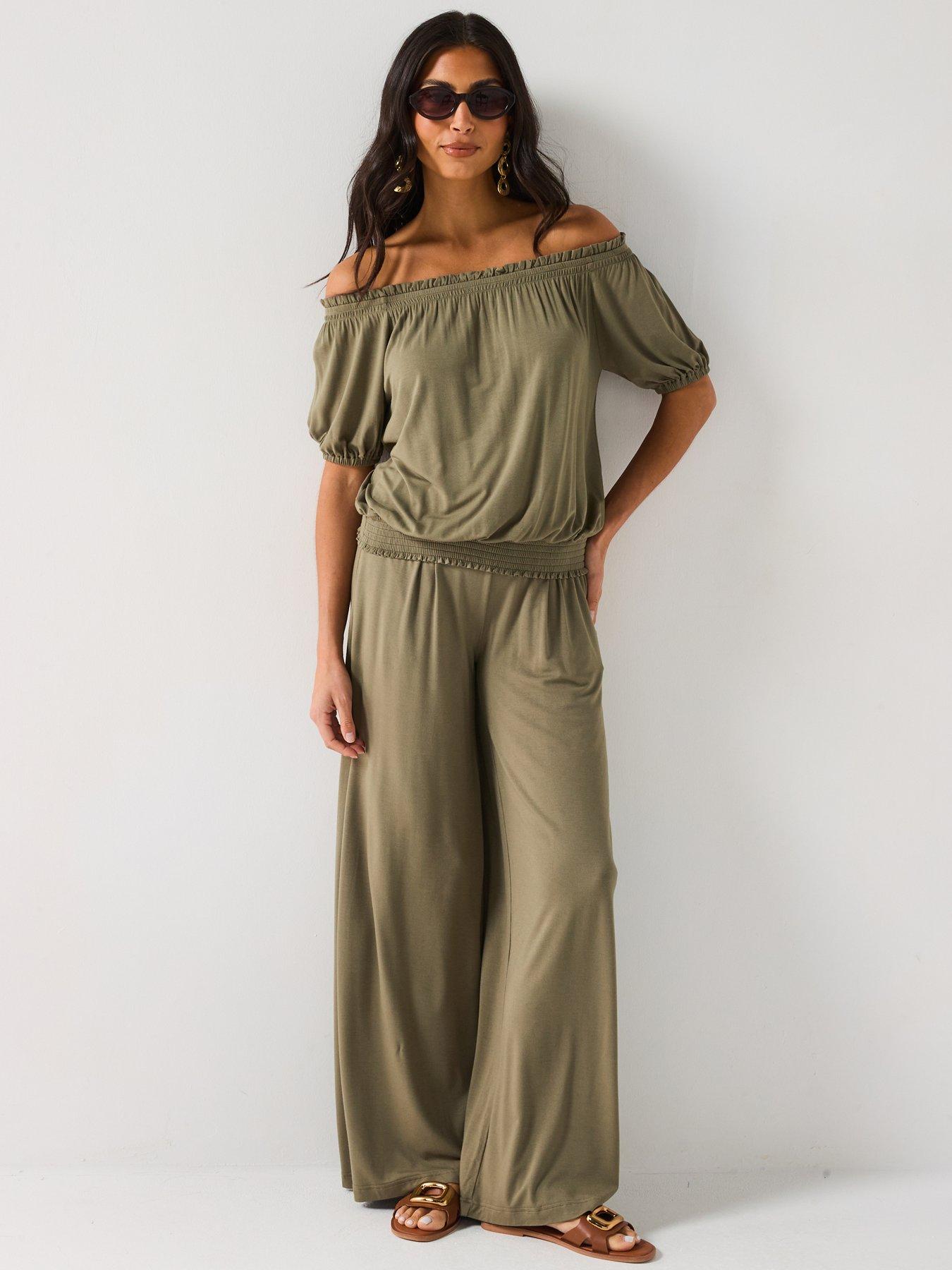 Image 3 of 6 of Everyday High Waisted Wide Leg Trouser - Khaki