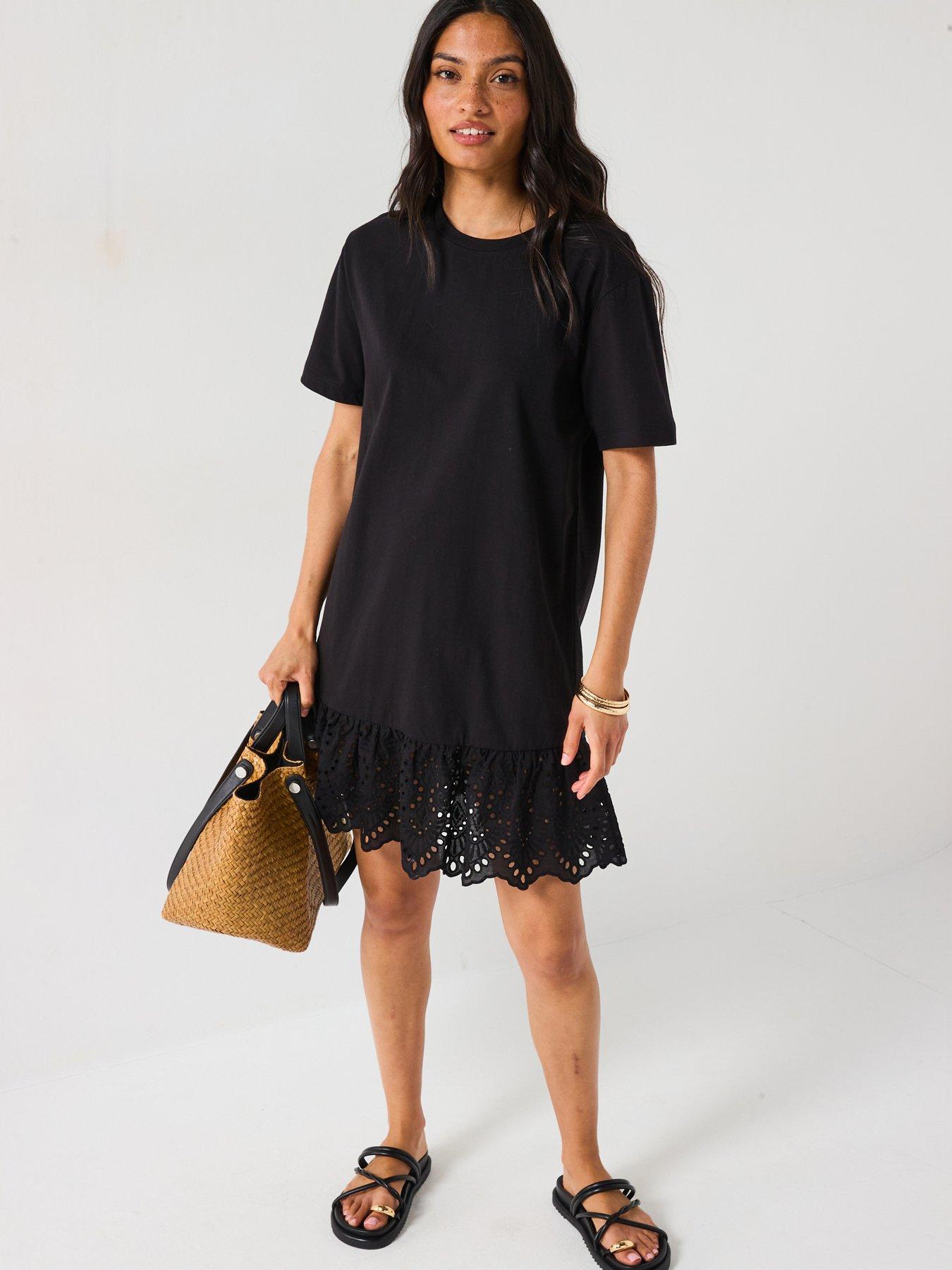  image of everyday-broderie-hem-mini-dress-black