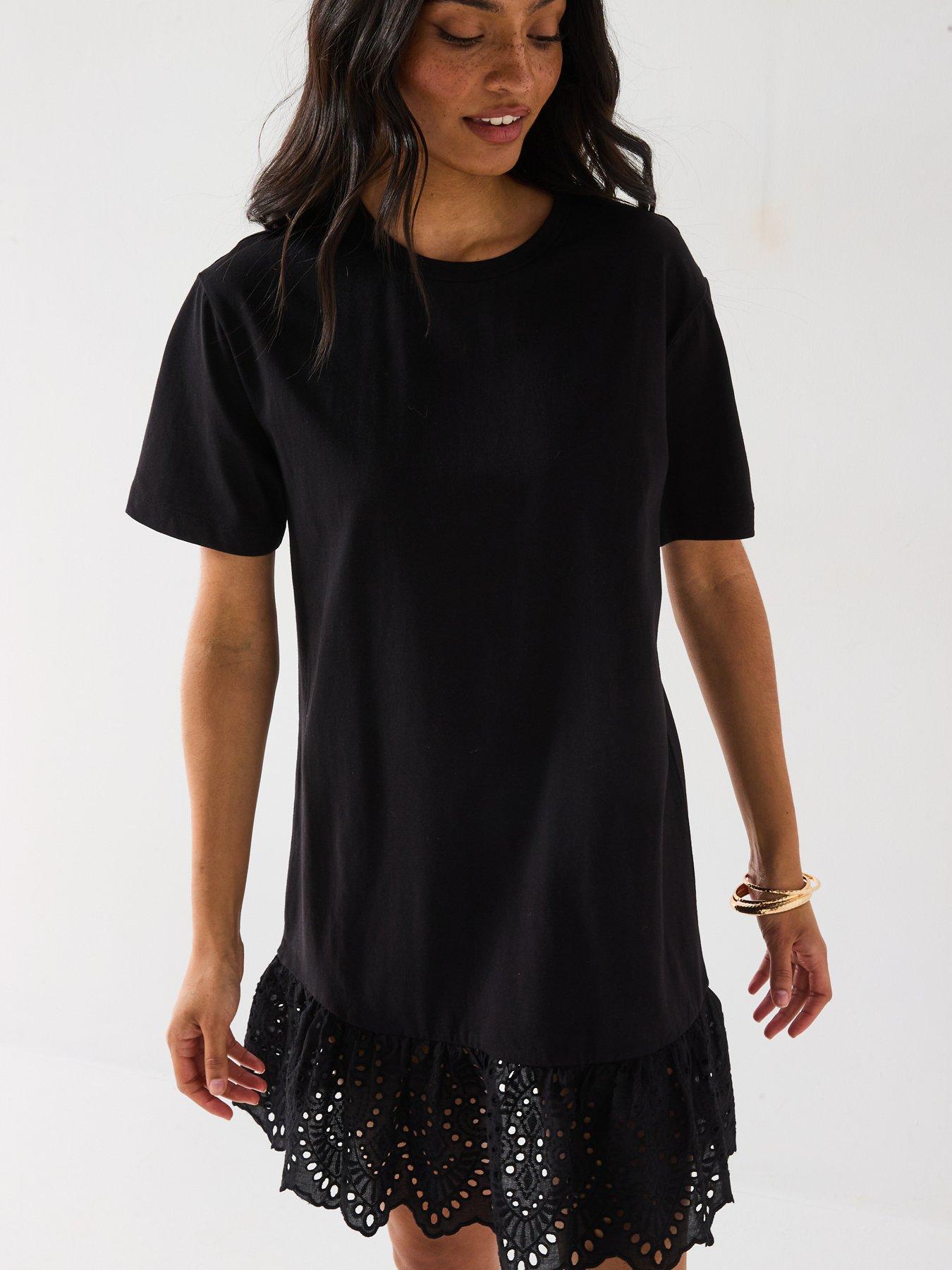  image of everyday-broderie-hem-mini-dress-black