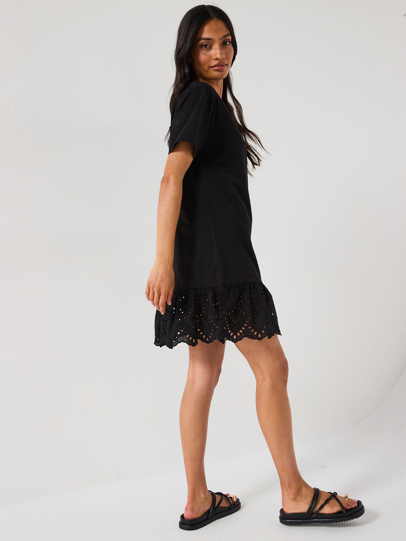  image of everyday-broderie-hem-mini-dress-black