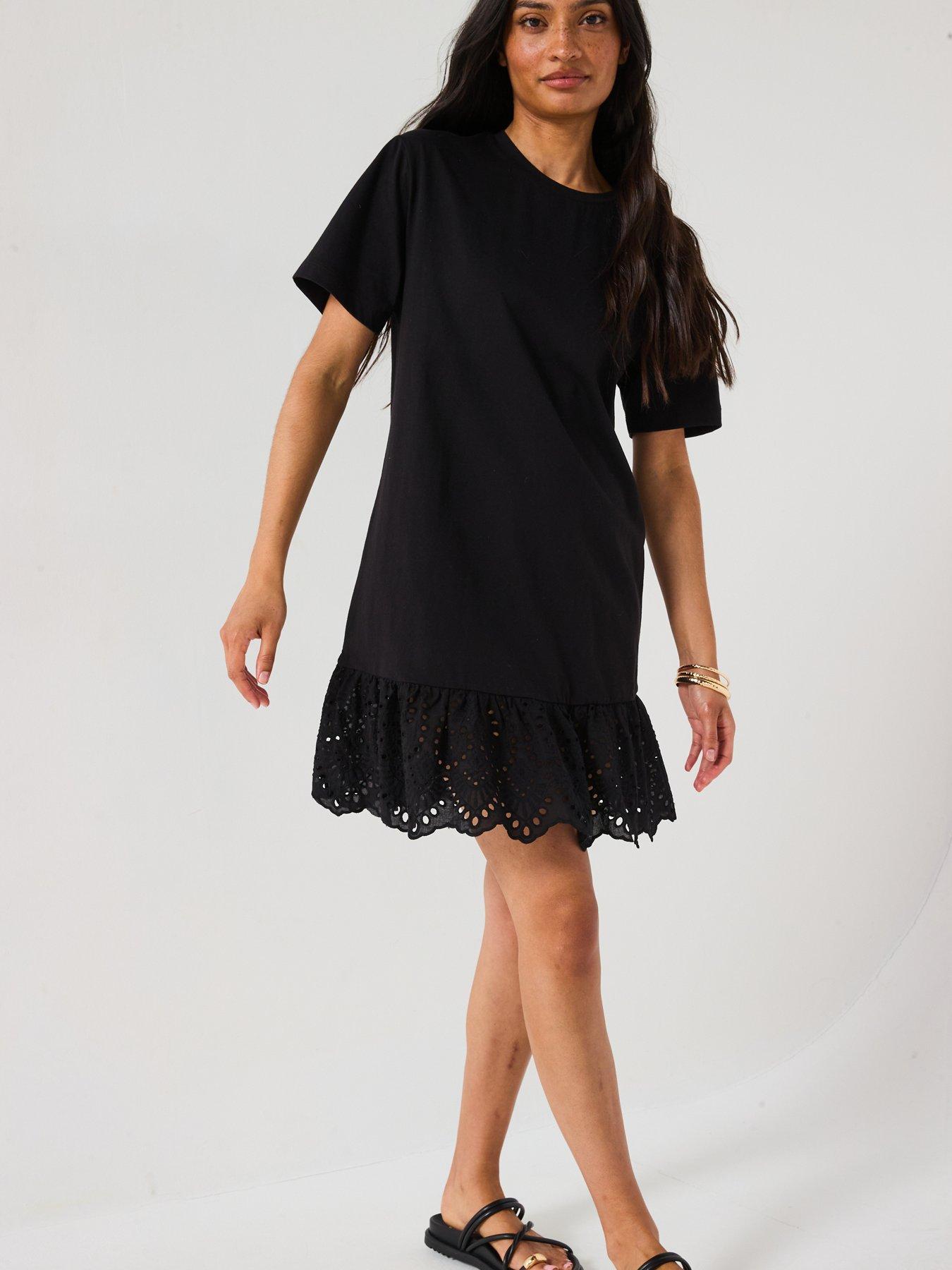  image of everyday-broderie-hem-mini-dress-black