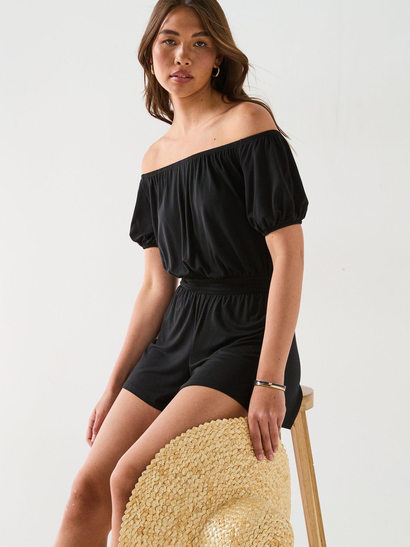  image of everyday-bardot-playsuit-black