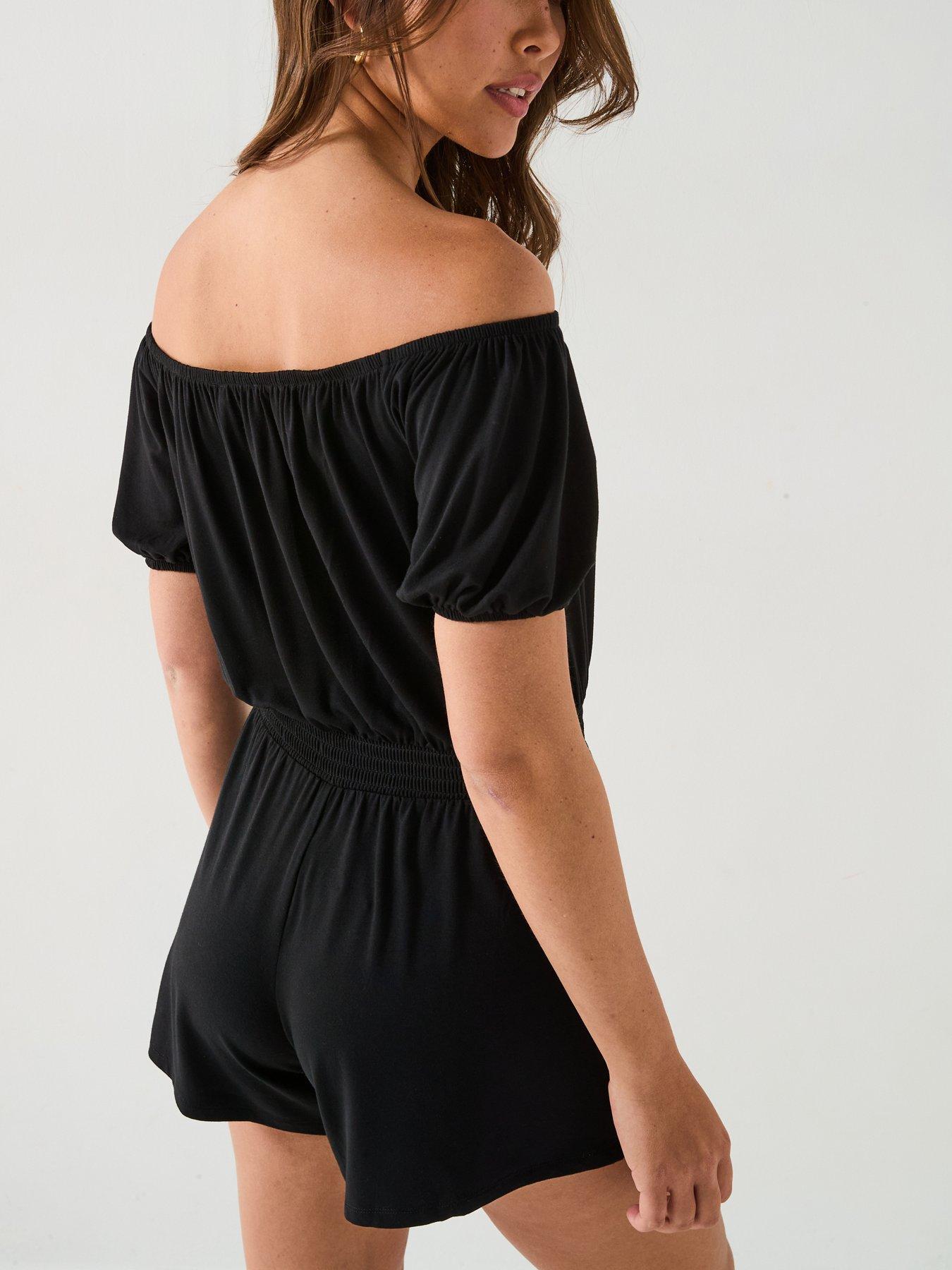  image of everyday-bardot-playsuit-black