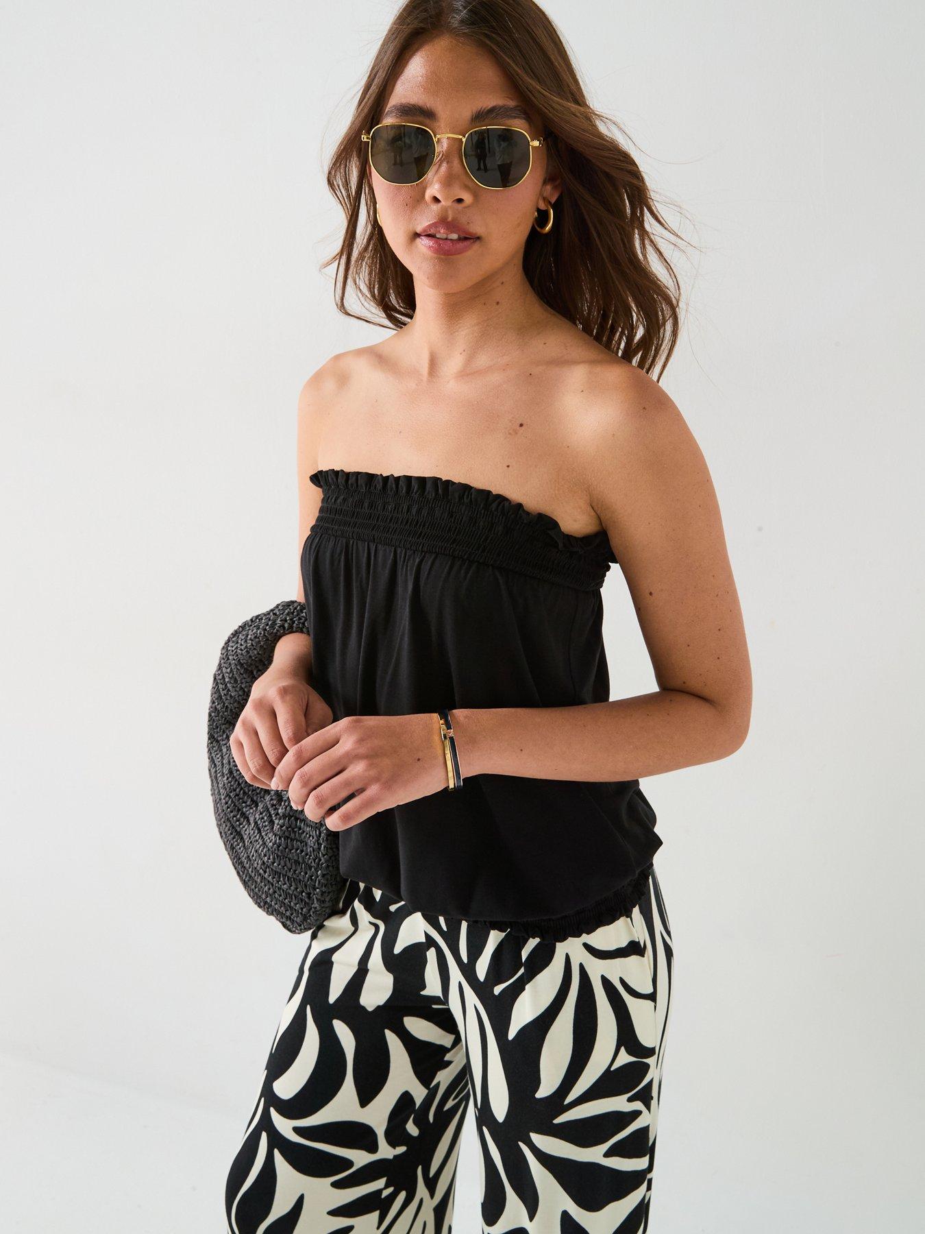  image of everyday-bubble-hem-bandeau-top-black
