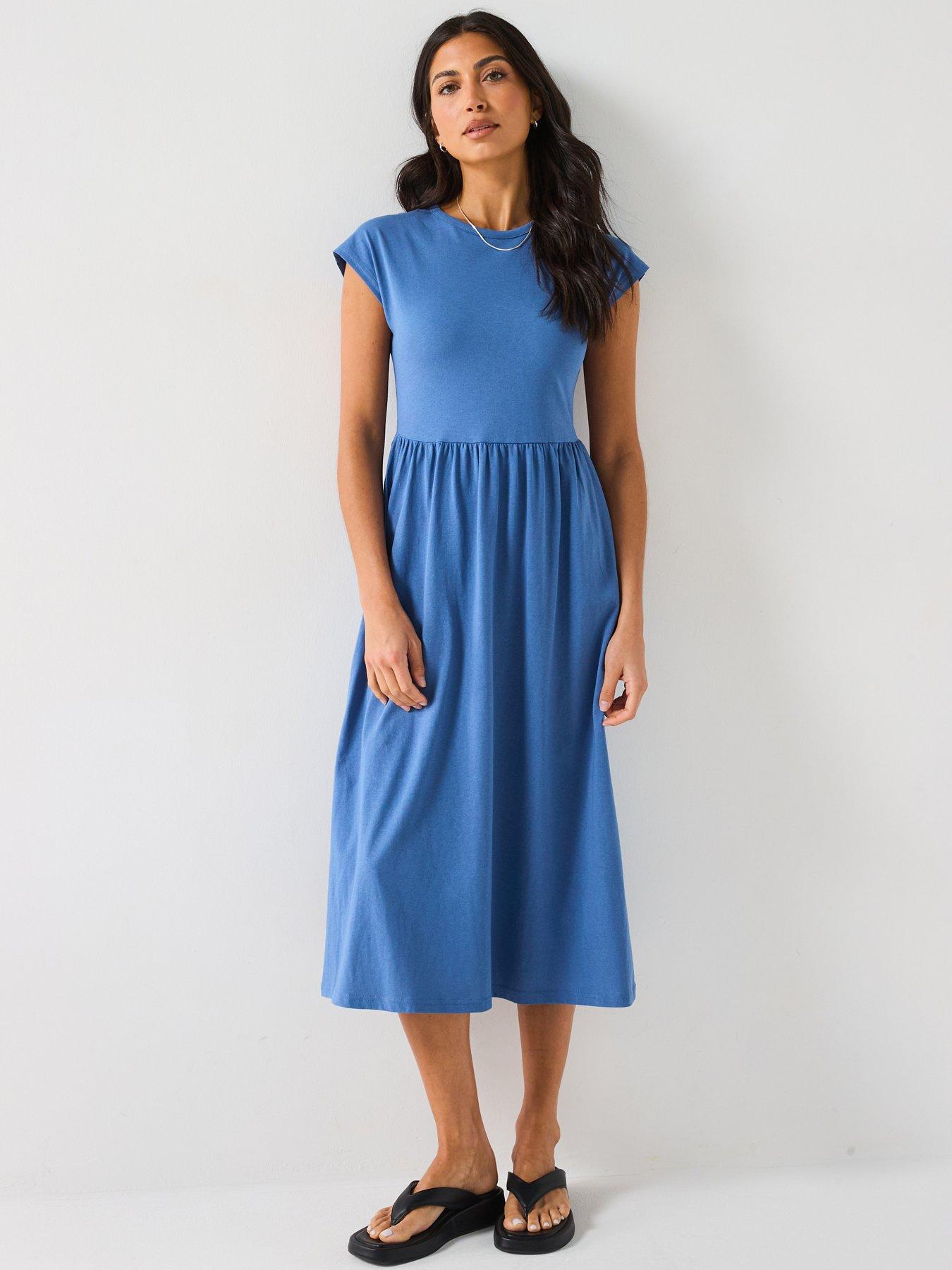 Image 1 of 6 of Everyday Jersey Midi Dress - Blue