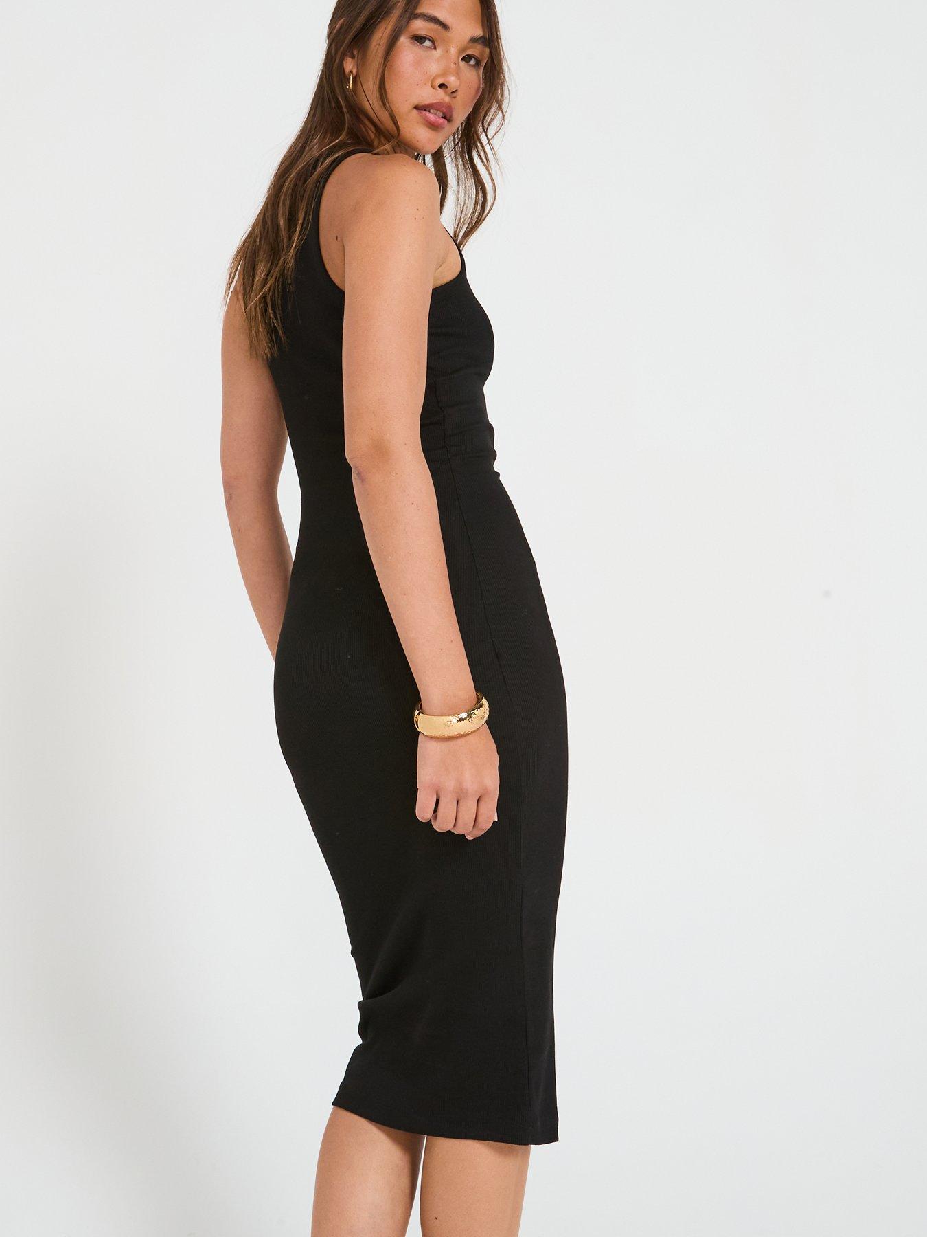  image of everyday-rib-midaxi-dress-black