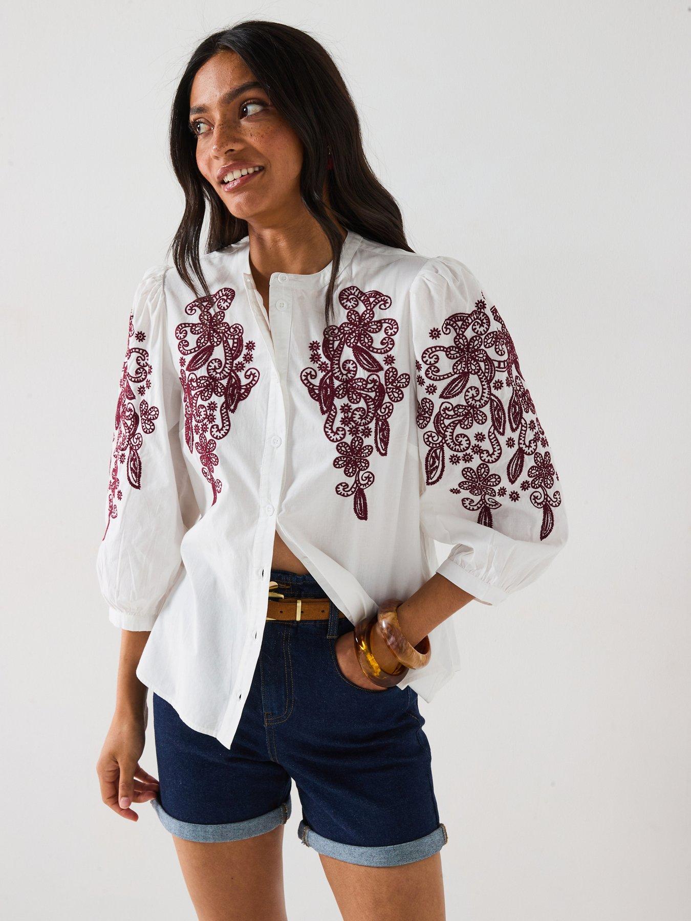 v-by-very-embroidered-sleeve-western-blouse