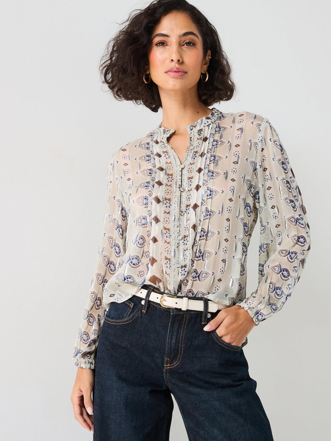  image of v-by-very-georgette-printed-blouse-print