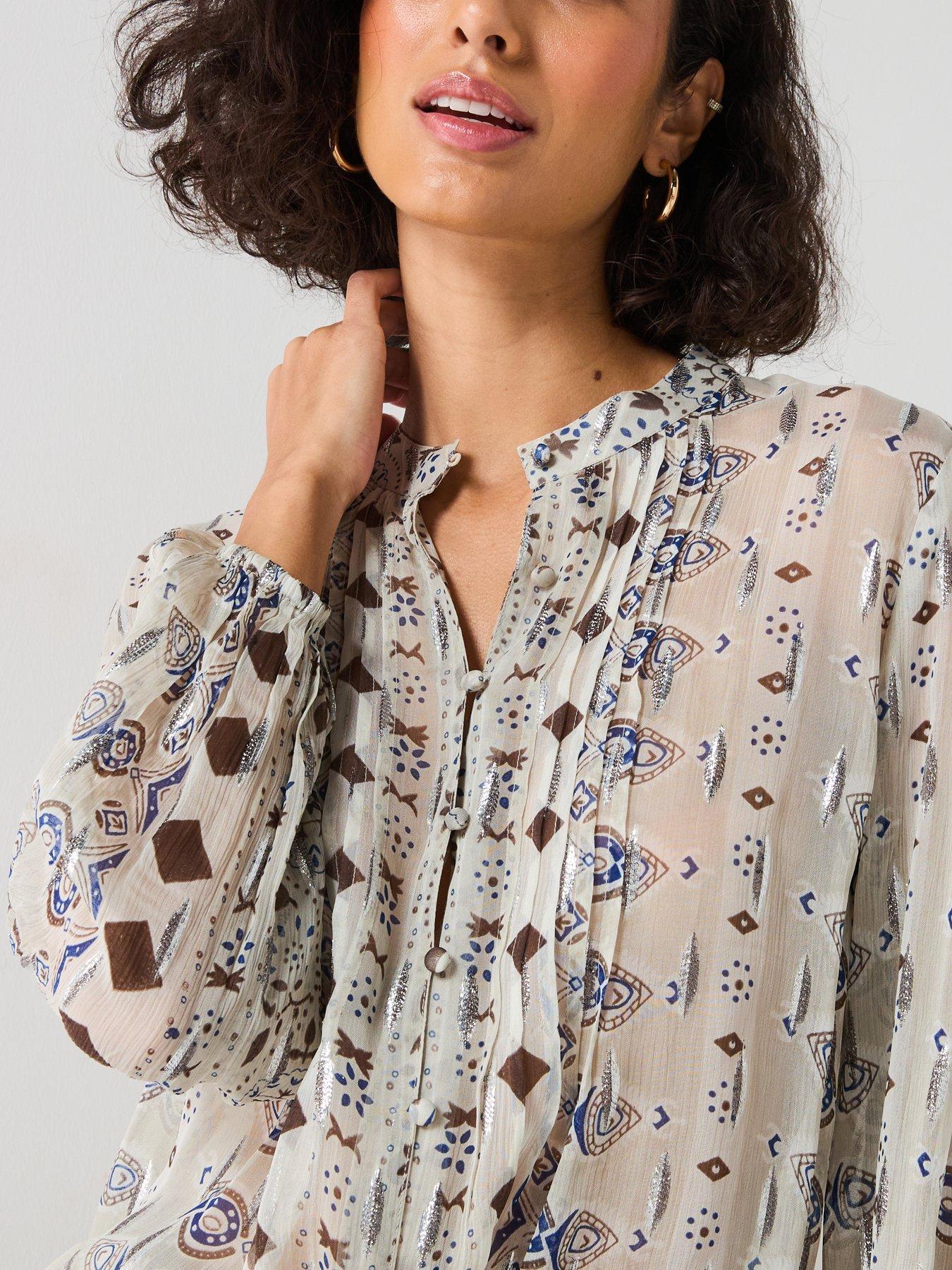  image of v-by-very-georgette-printed-blouse-print