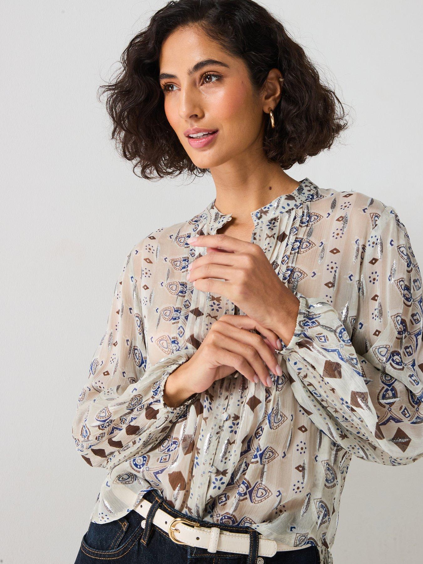  image of v-by-very-georgette-printed-blouse-print