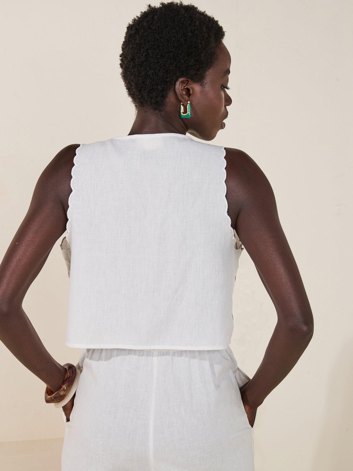  image of v-by-very-embroidered-tie-front-co-ord-white