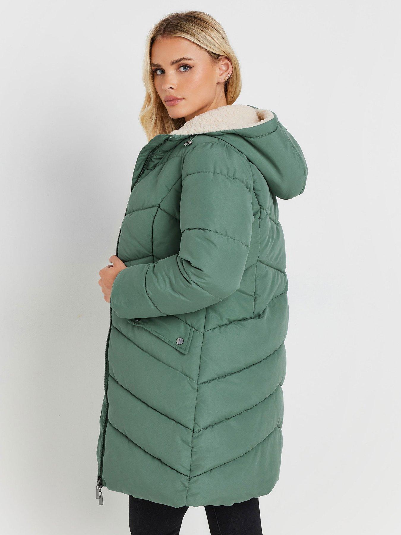 Image 2 of 4 of PixieGirl Petite Borg Hooded Midi Padded Coat