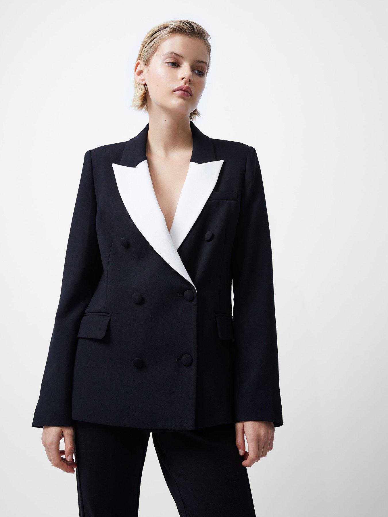 undefined Double Breasted Tailored Blazer - Black