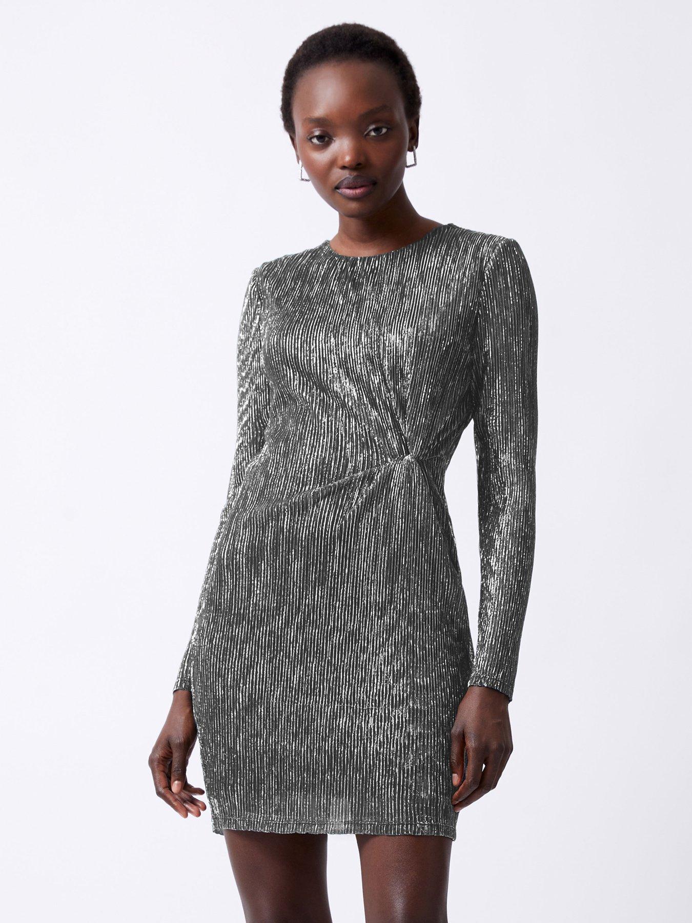 embellished long sleeve mini dress in gold Maddison Mini Dress, in Gold Metallic Sequins | Show Me Your Mumu main image 0