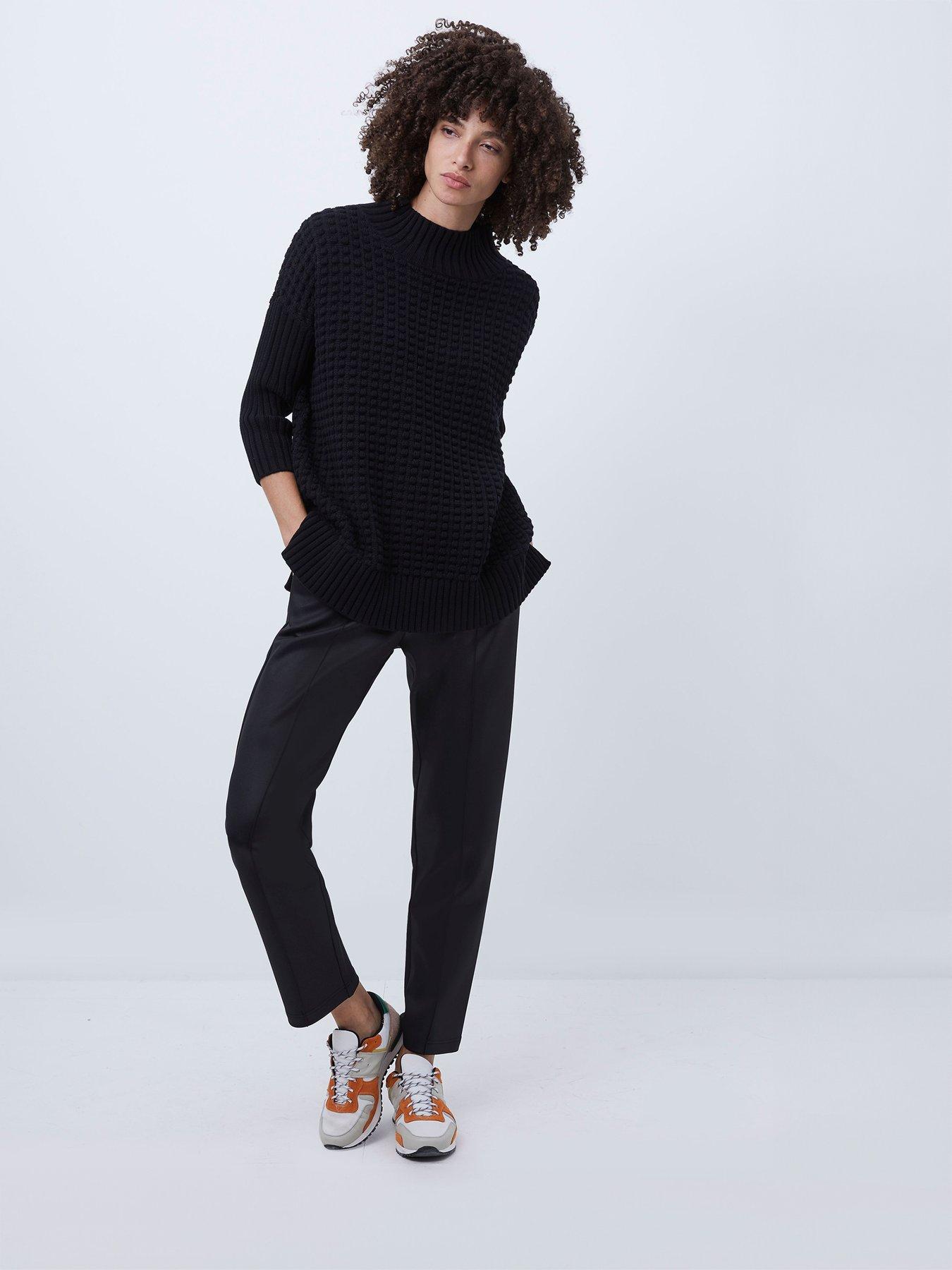  image of french-connection-ribbed-knit-oversized-jumper-black