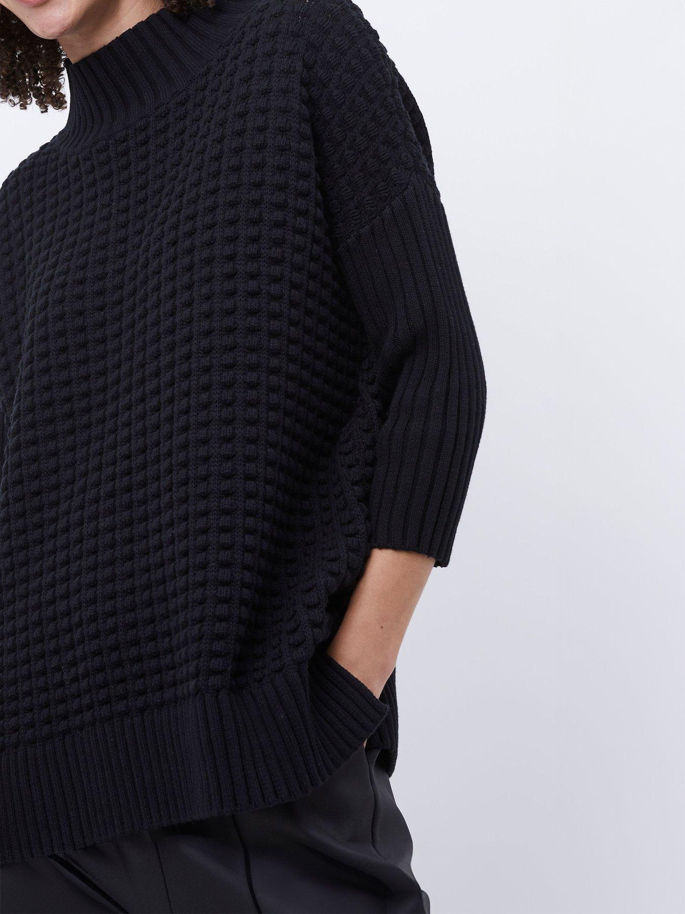  image of french-connection-ribbed-knit-oversized-jumper-black