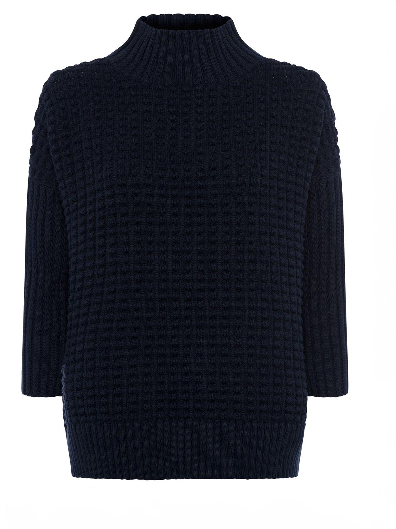  image of french-connection-ribbed-knit-oversized-jumper-black