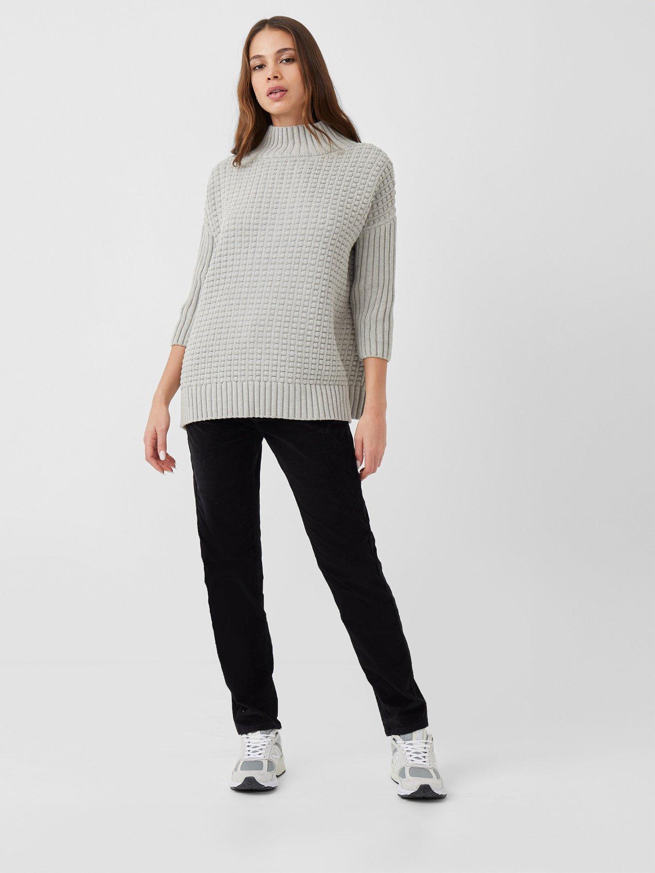  image of french-connection-ribbed-knit-oversized-jumper-grey