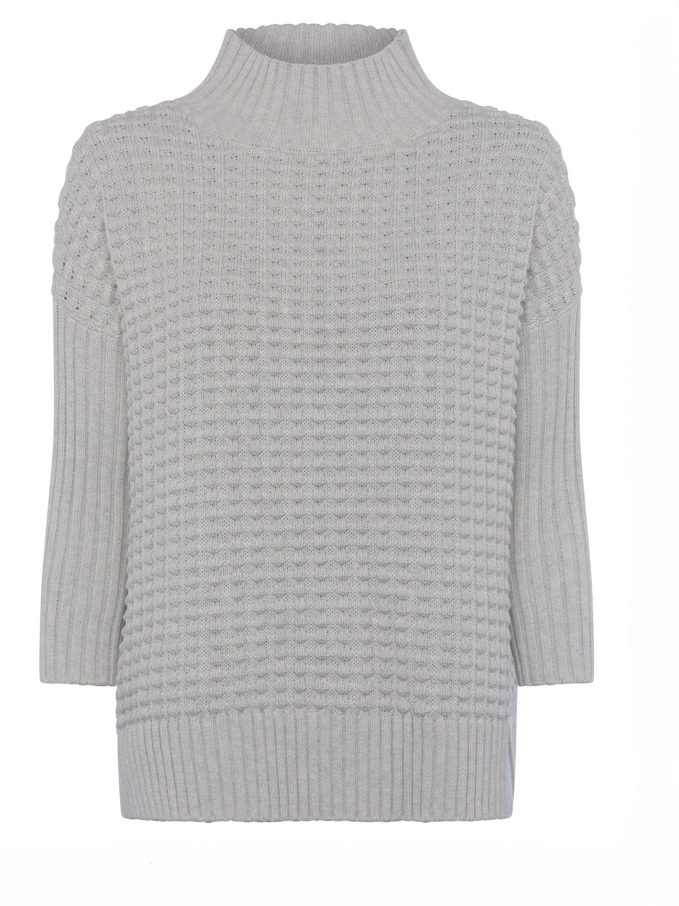  image of french-connection-ribbed-knit-oversized-jumper-grey