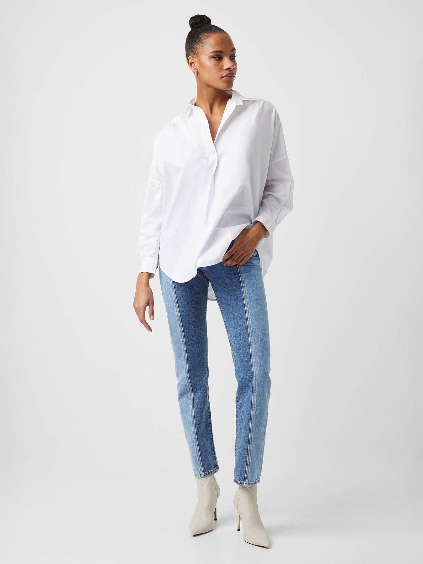 french-connection-poplin-popover-shirt-with-dipped-hem-white