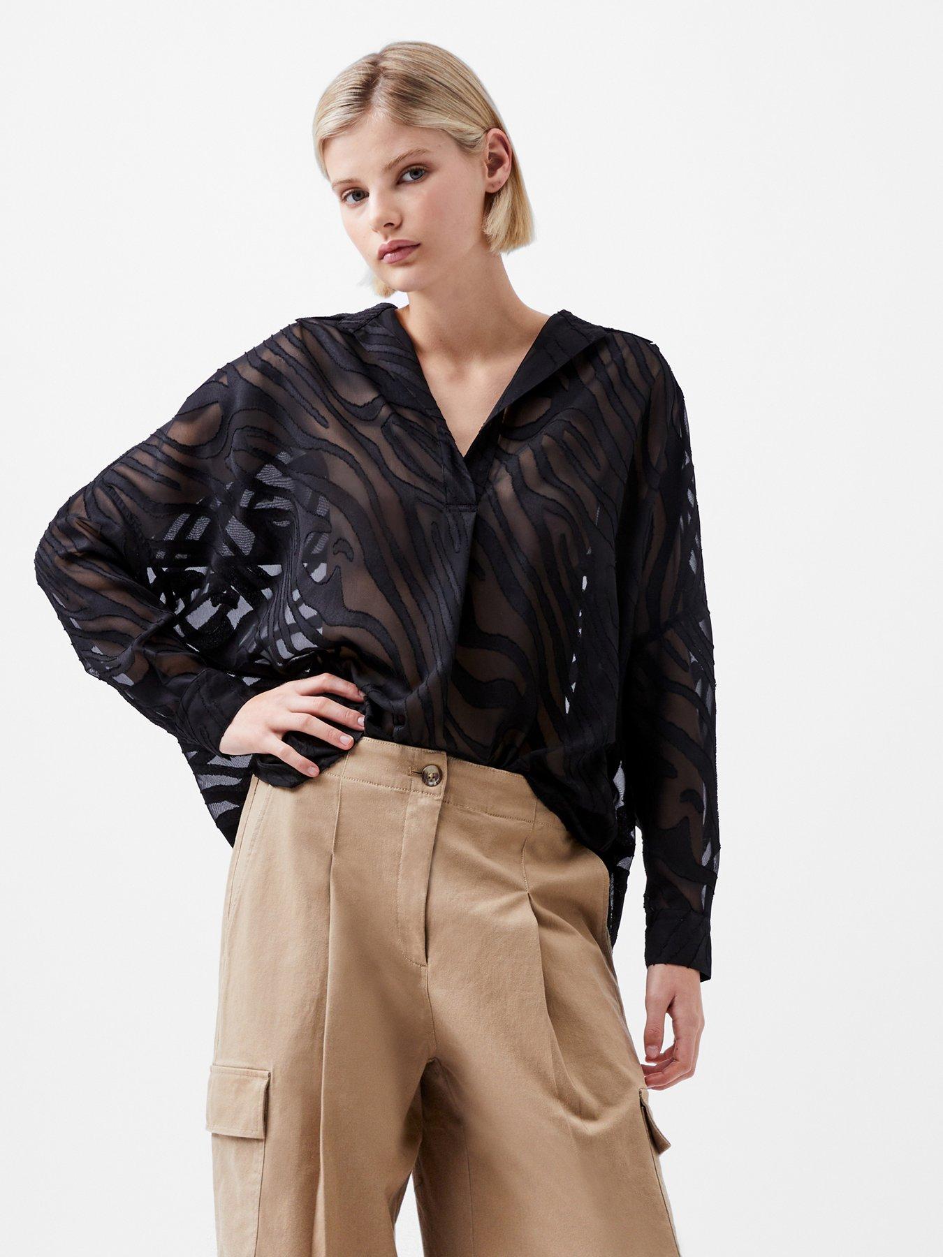 undefined Zebra Printed Long Sleeve Shirt - Black