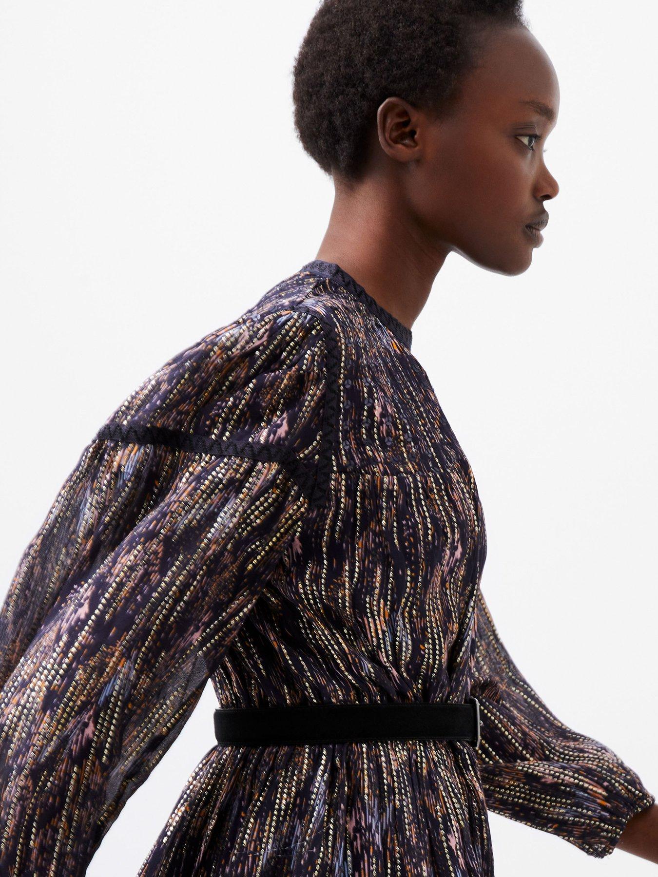  image of french-connection-sequin-lurex-jacquard-mini-dress-blue