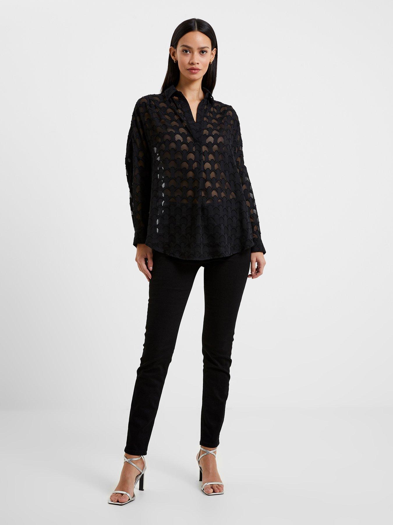 french-connection-popover-shirt-with-long-cuffed-sleeves-black
