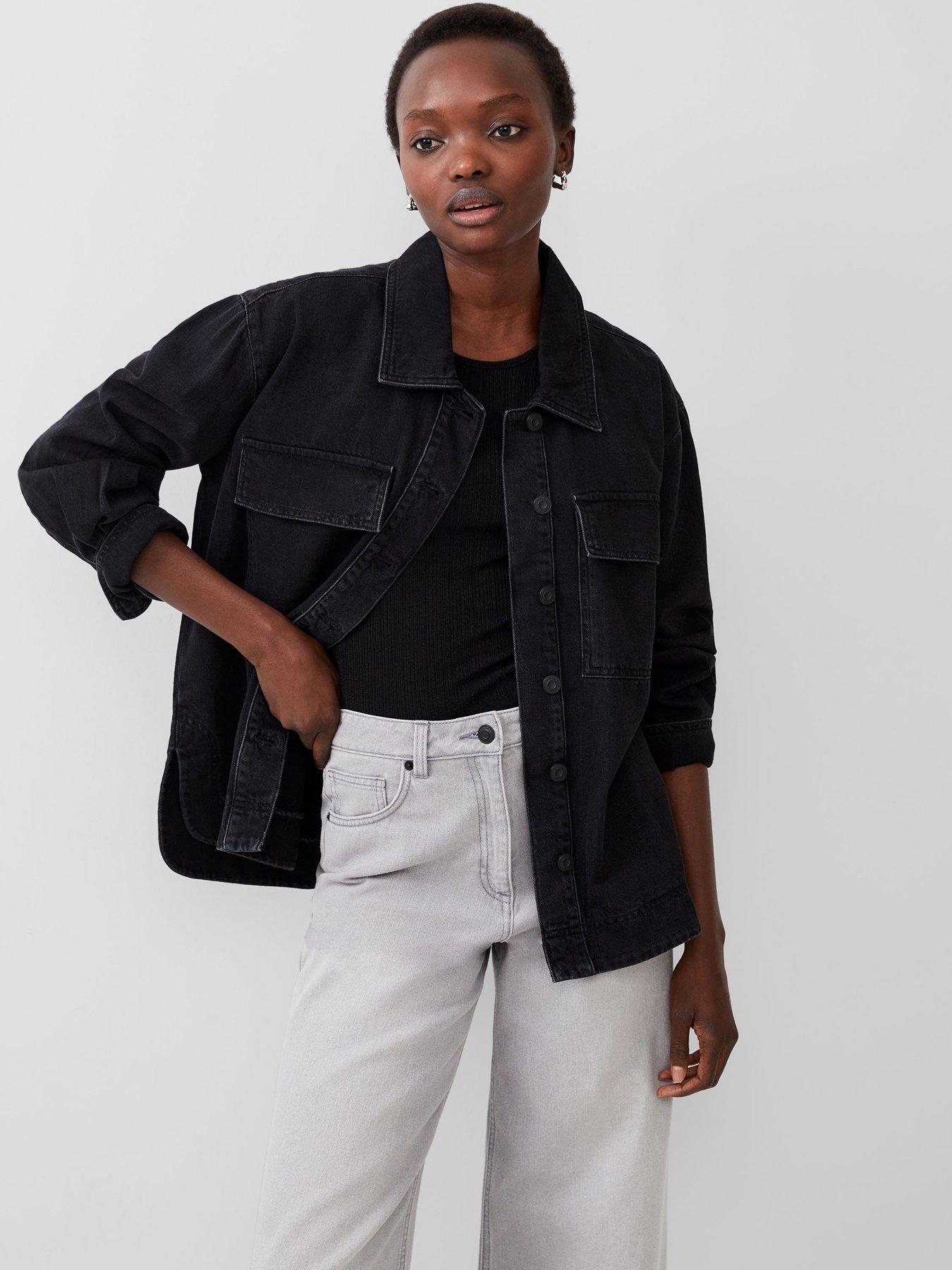  image of french-connection-long-sleeve-denim-oversized-shirt