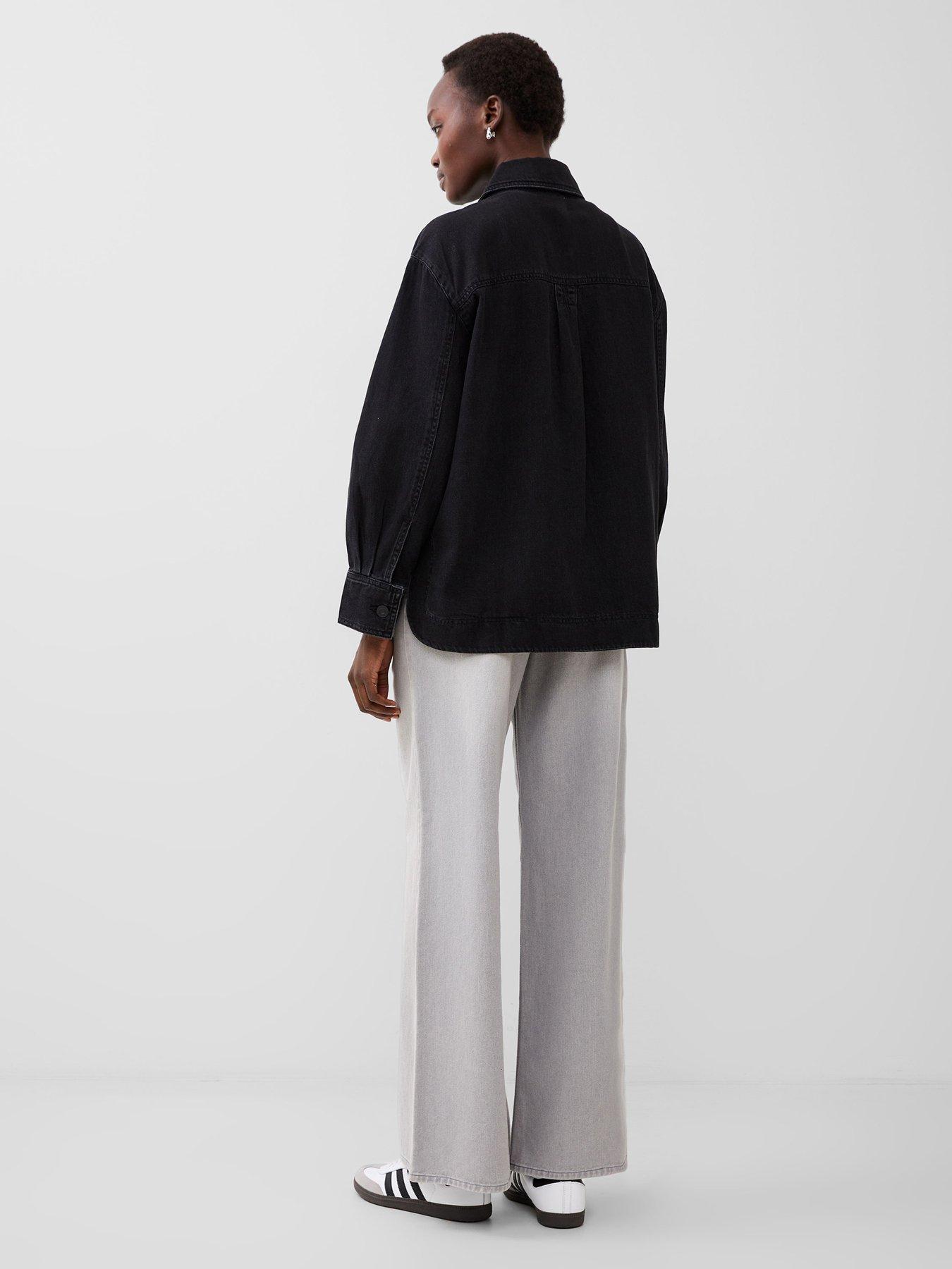  image of french-connection-long-sleeve-denim-oversized-shirt