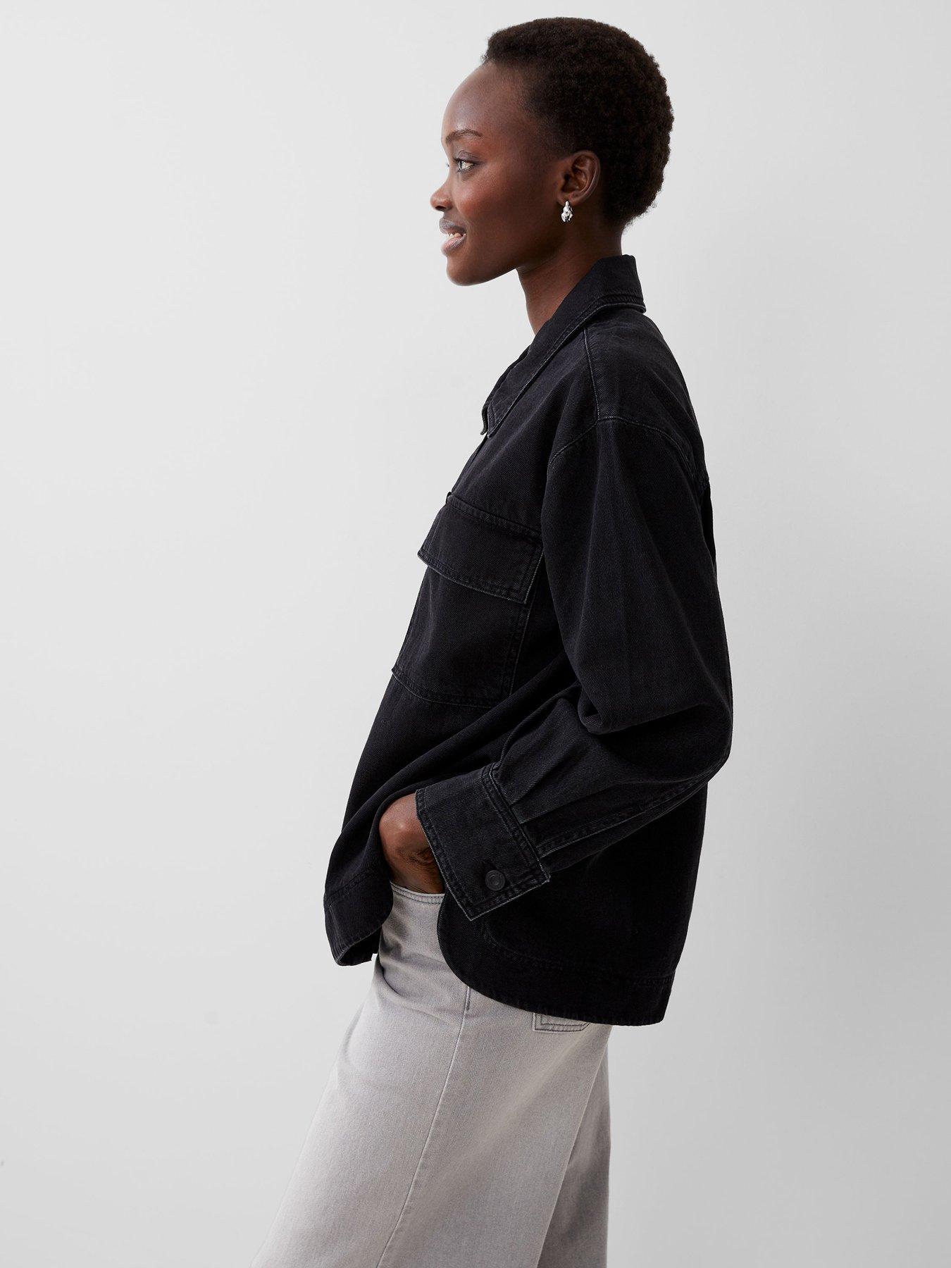  image of french-connection-long-sleeve-denim-oversized-shirt