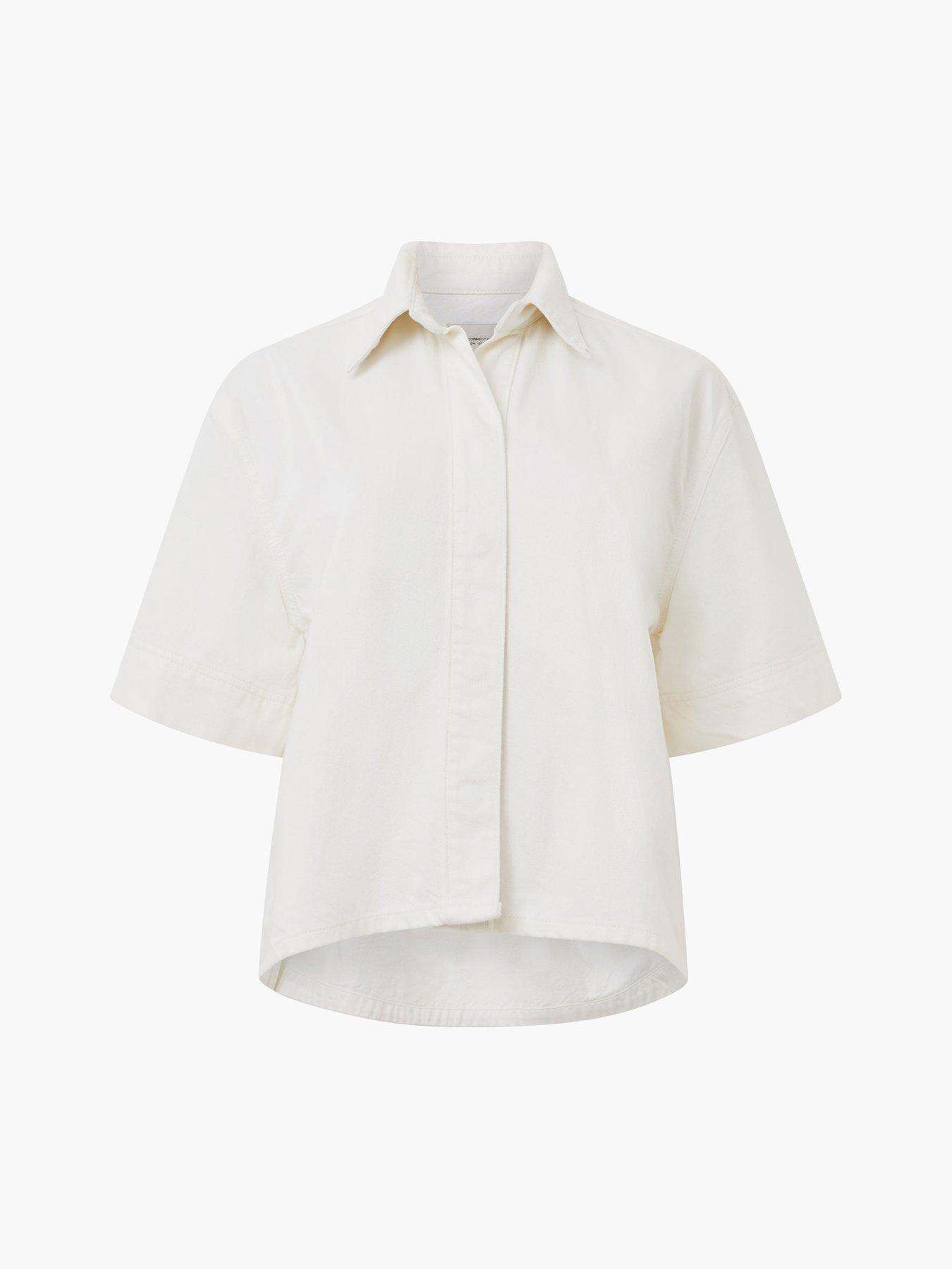  image of french-connection-denim-short-sleeve-shirt