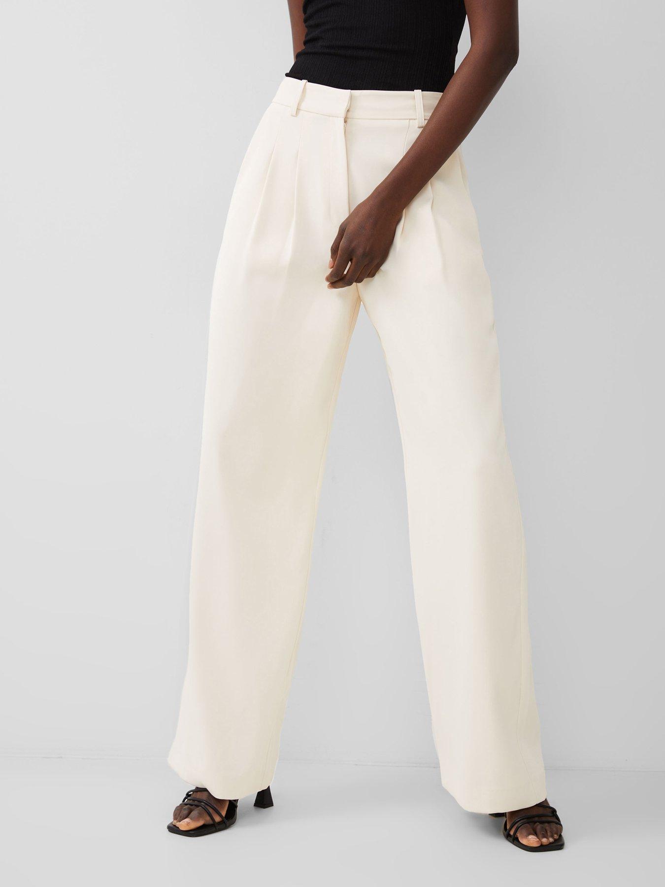 undefined Suit Trousers With Concealed Pockets - Cream