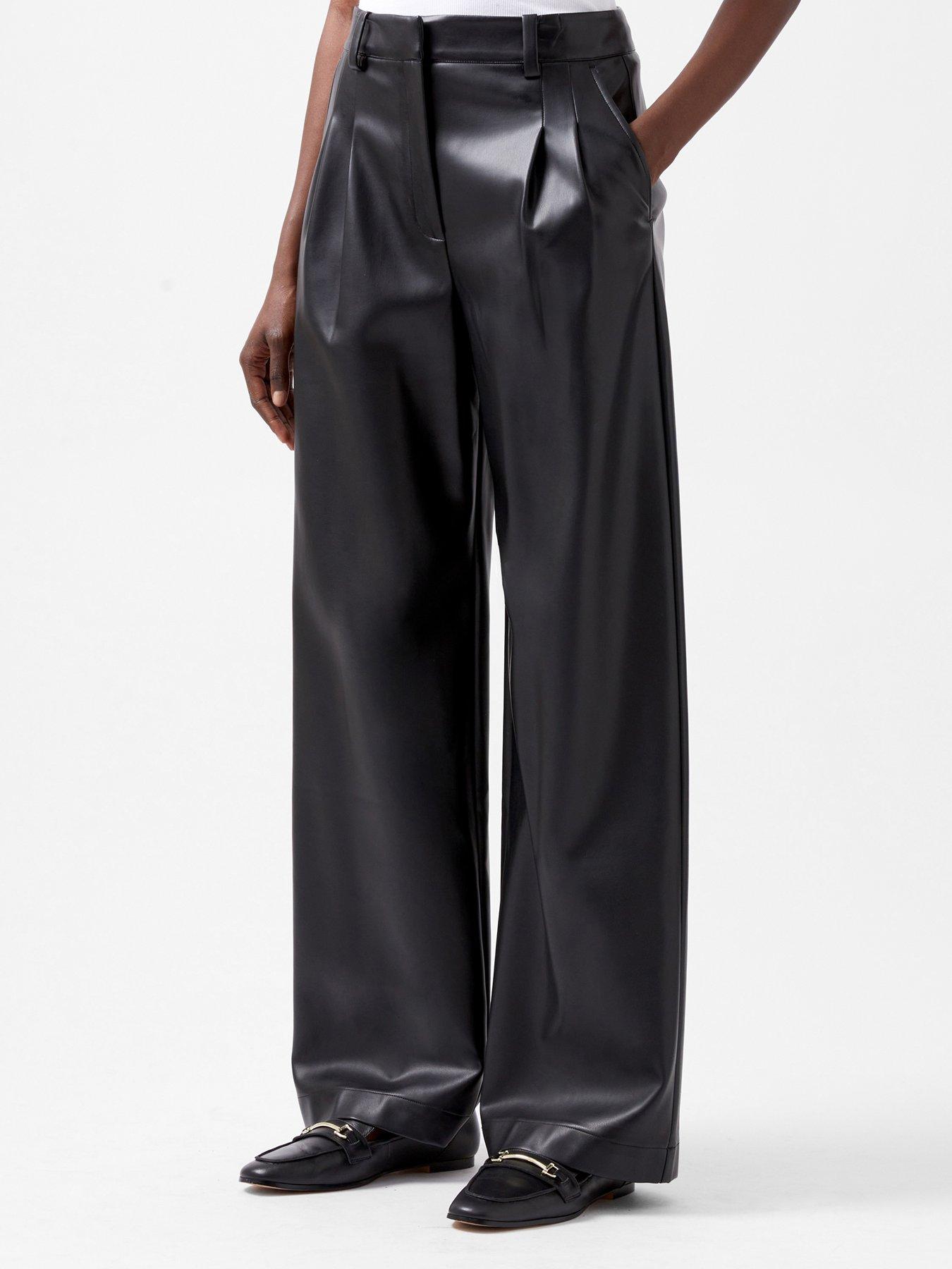 french-connection-pu-wide-leg-trousers-black