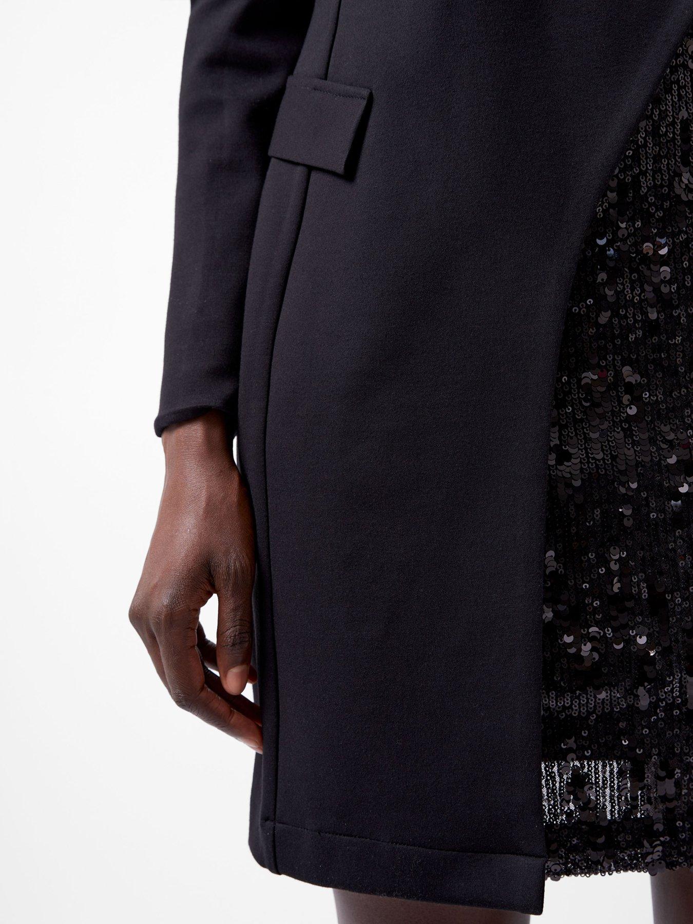  image of french-connection-asymmetric-sequin-jersey-blazer-dress-black