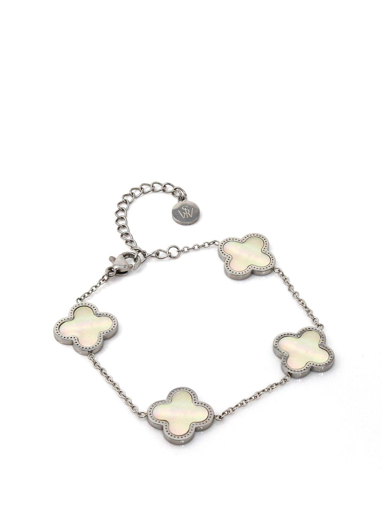 undefined Luck Chain Bracelet - Stainless Steel (Silver & Faux Pearl)