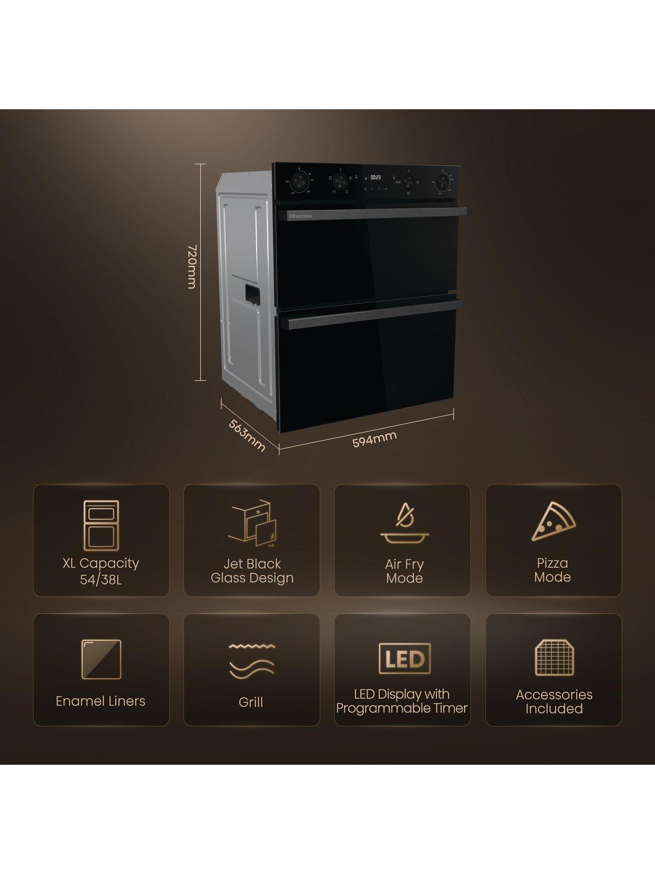 Image 2 of 7 of Hisense Hi6 BUD714221ADBG 54/38L Built Under Double Oven with Enamel Liners - Black