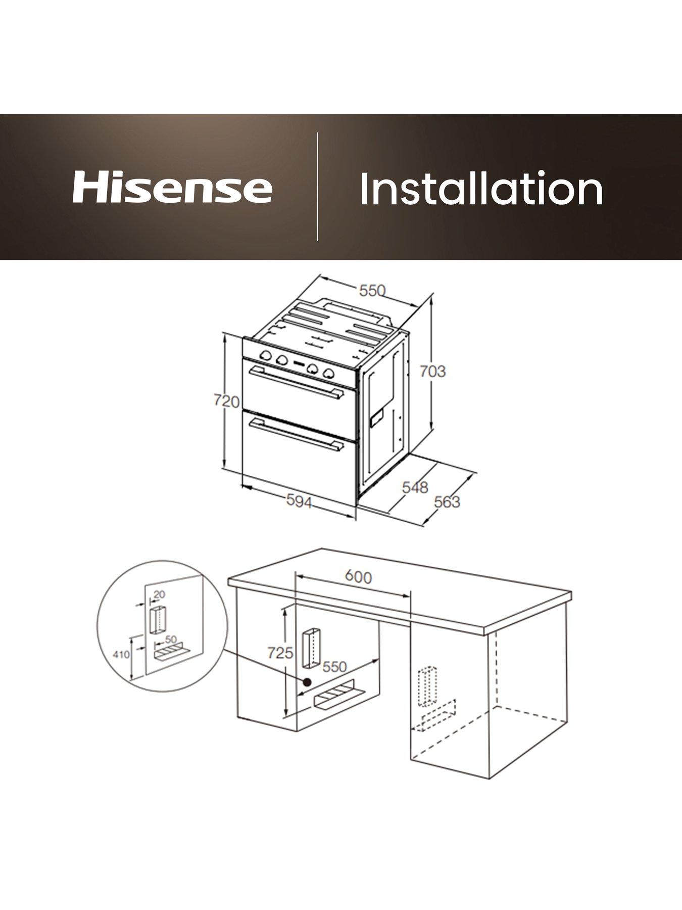 Image 5 of 7 of Hisense Hi6 BUD714221ADBG 54/38L Built Under Double Oven with Enamel Liners - Black