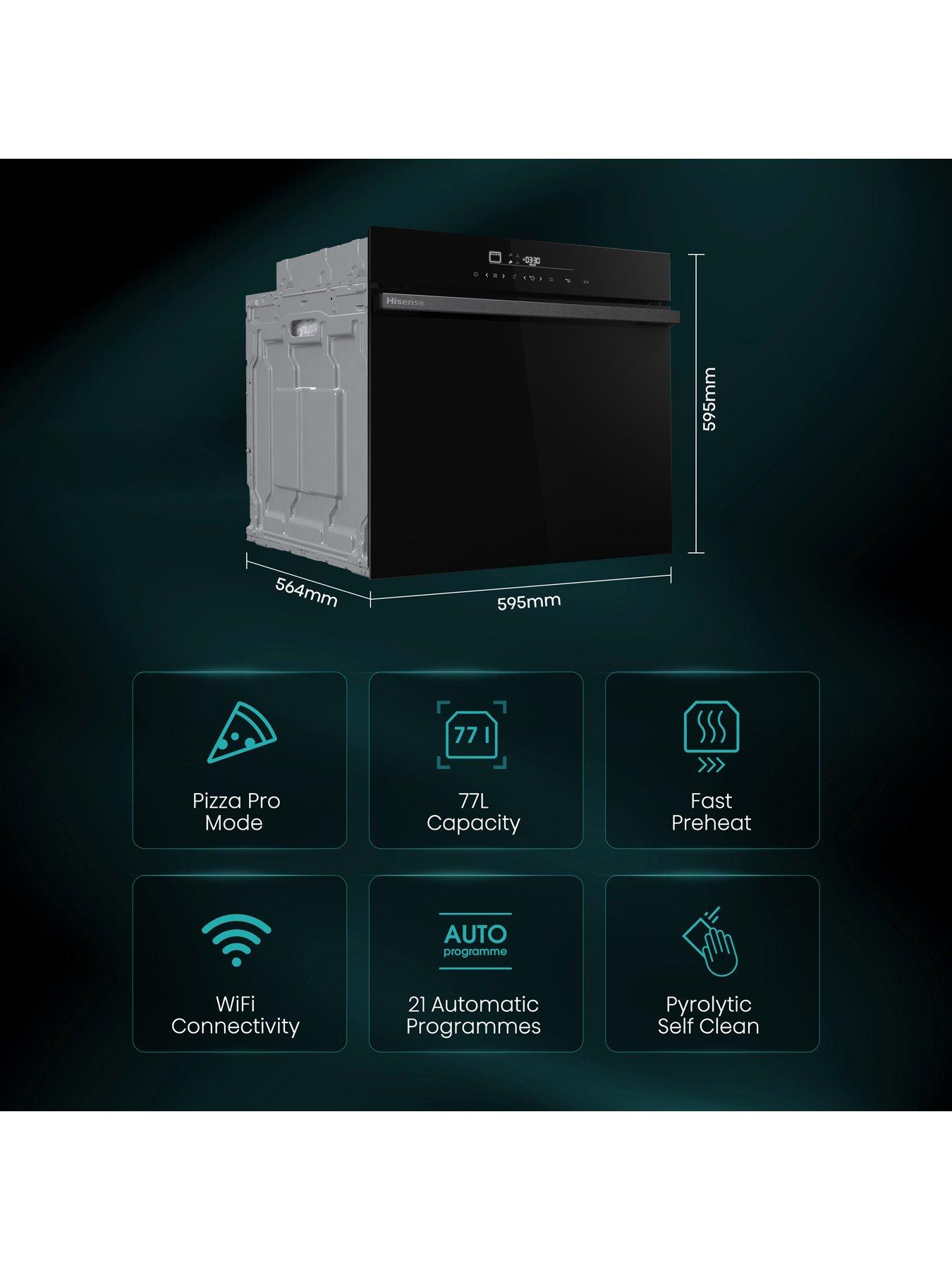 Image 3 of 8 of Hisense Hi6 BlackLine HO66FAPizzaChef 77L Built In Electric Pyrolytic Pizza Oven - Jet Black