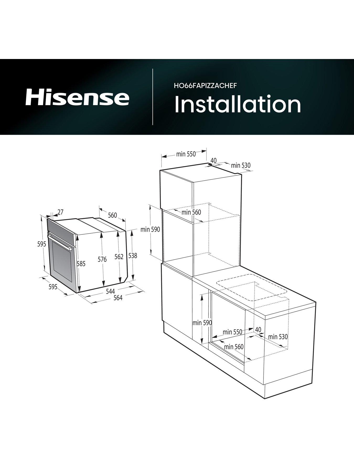 Image 5 of 8 of Hisense Hi6 BlackLine HO66FAPizzaChef 77L Built In Electric Pyrolytic Pizza Oven - Jet Black