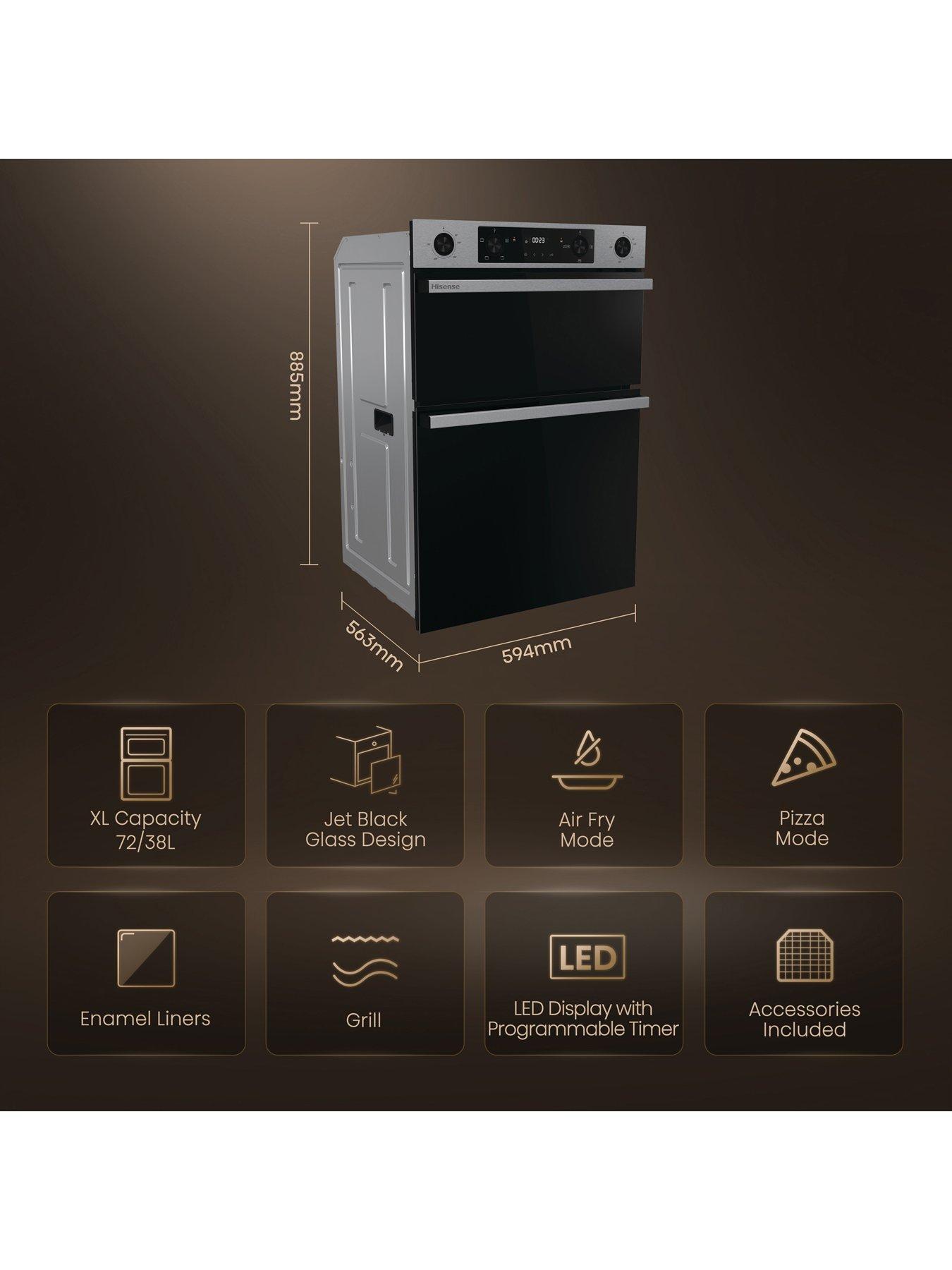 Image 2 of 7 of Hisense Hi6 BID914221AX 72/38L Built In Double Oven with Enamel Liners - Stainless Steel
