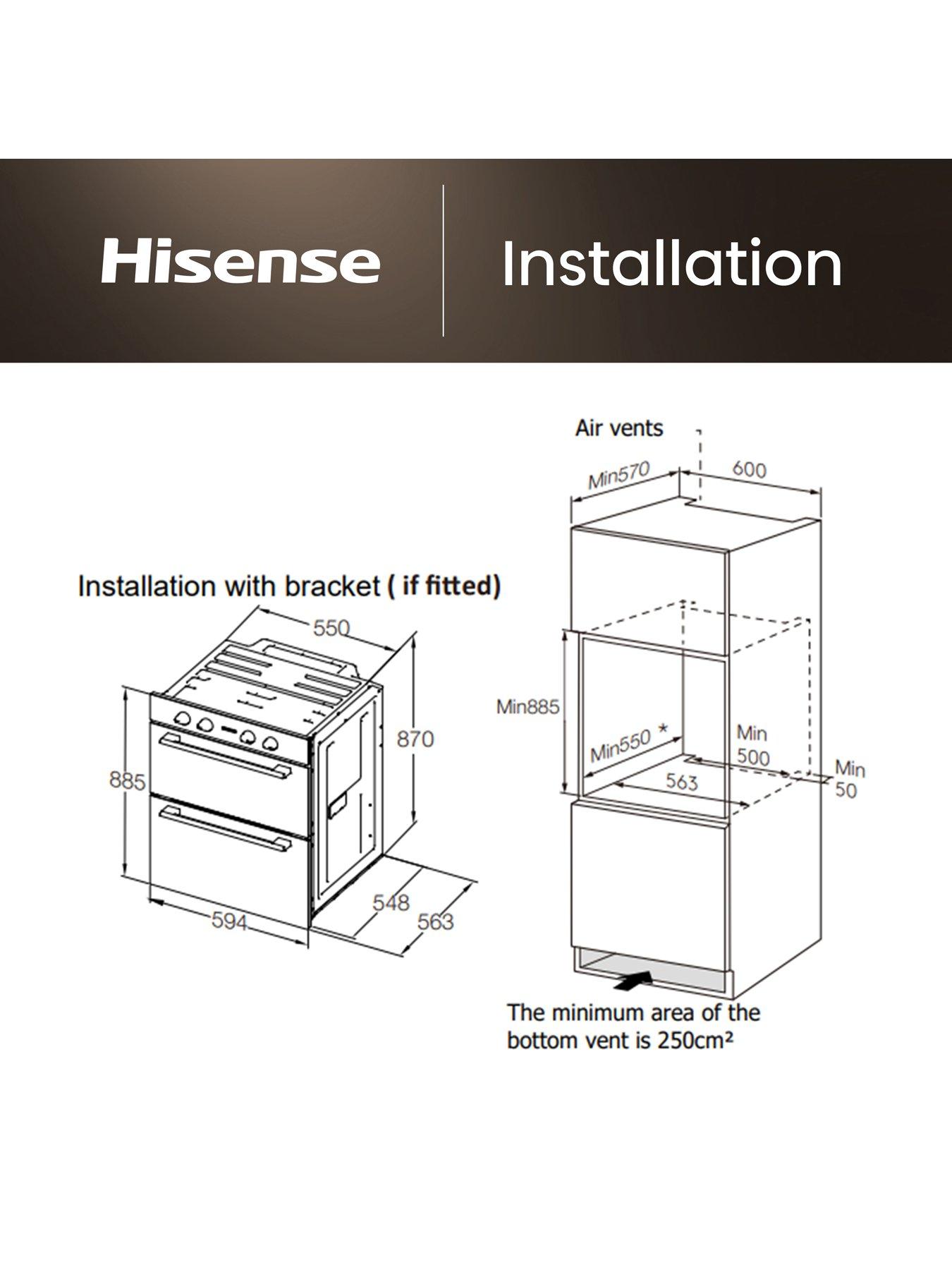 Image 6 of 7 of Hisense Hi6 BID914221AX 72/38L Built In Double Oven with Enamel Liners - Stainless Steel