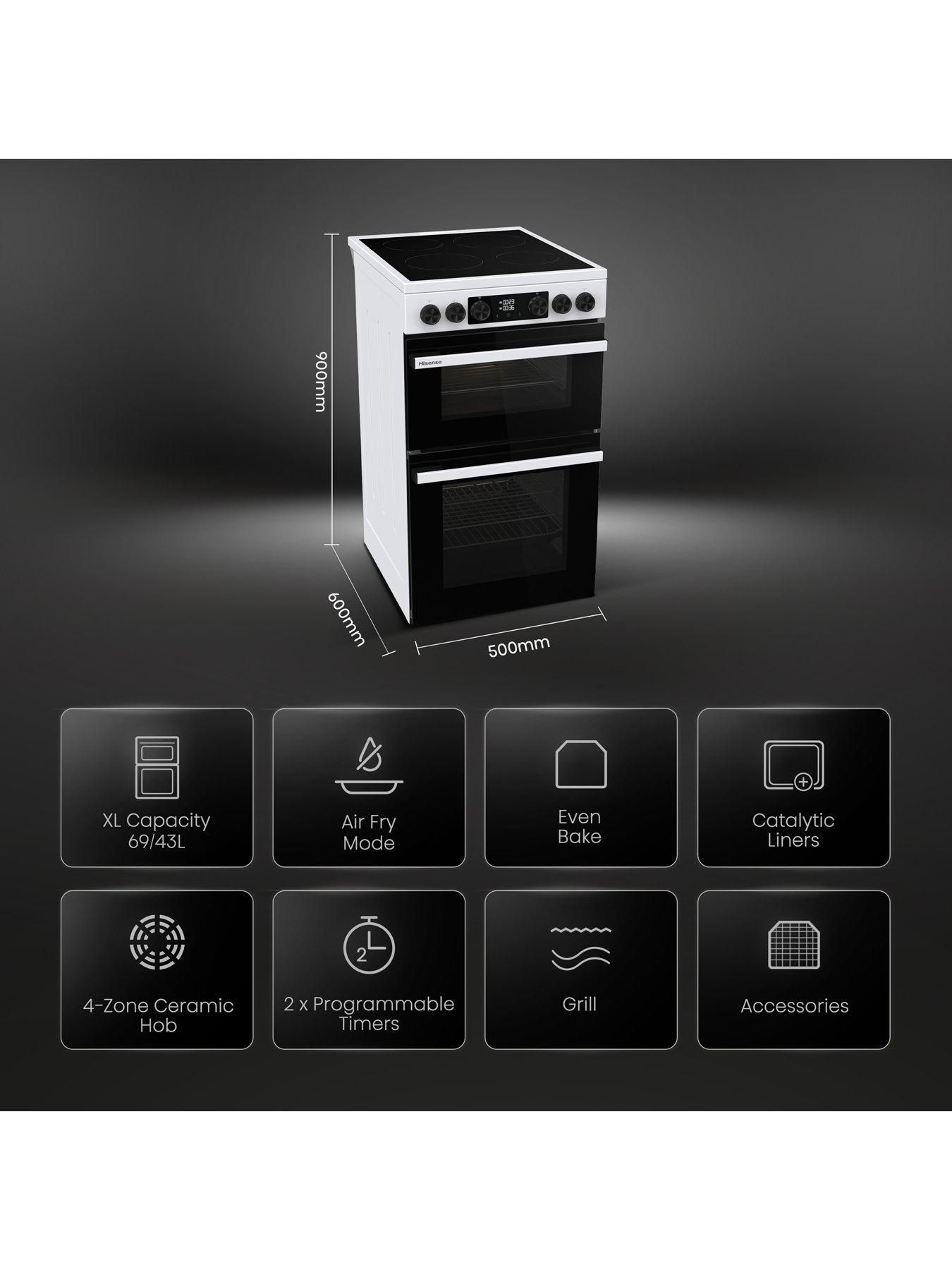 Image 2 of 7 of Hisense Hi6 Max HDCEC5C10W 69/43L Ceramic Freestanding 50cm Electric Cooker - White