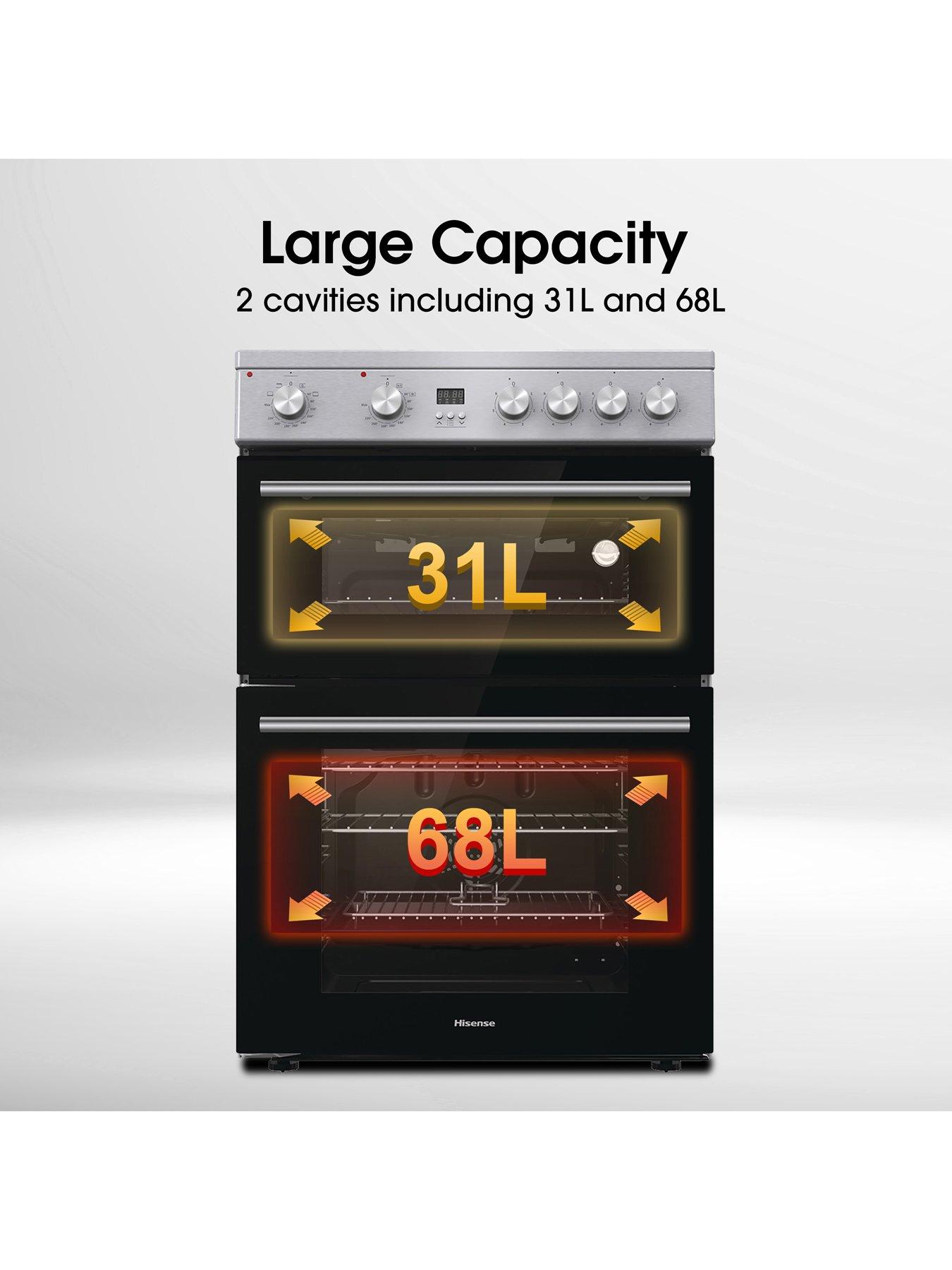  image of hisense-hde3211bxuk-ceramic-freestanding-60cm-electric-cooker-stainless-steel