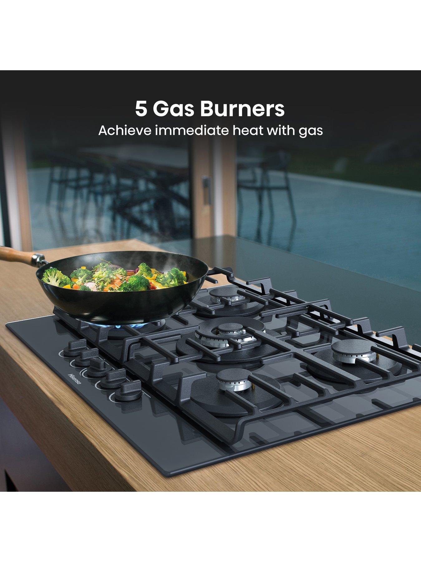 Image 2 of 7 of Hisense GG773B Gas on Glass, 75cm Gas Hob - Black