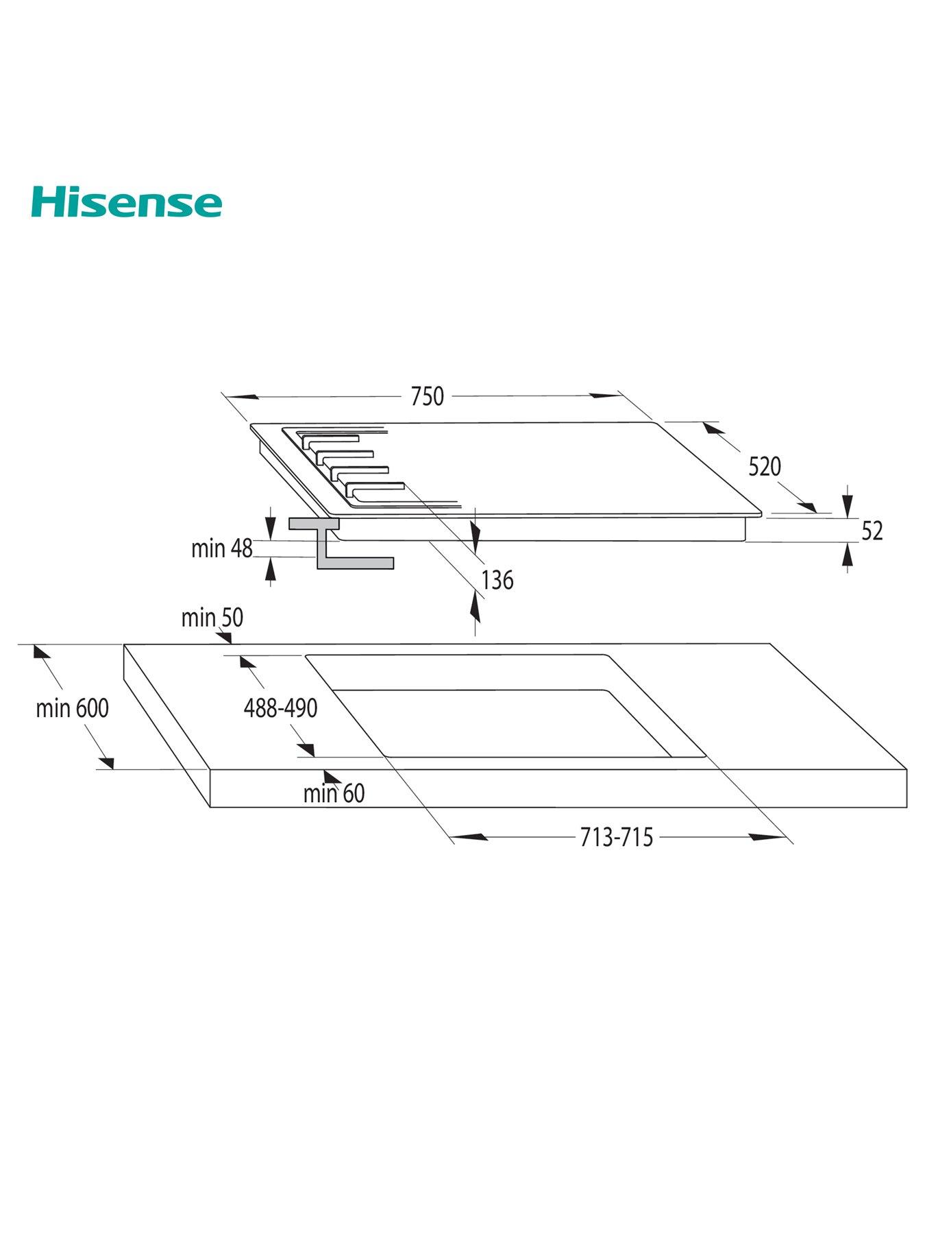Image 5 of 7 of Hisense GG773B Gas on Glass, 75cm Gas Hob - Black