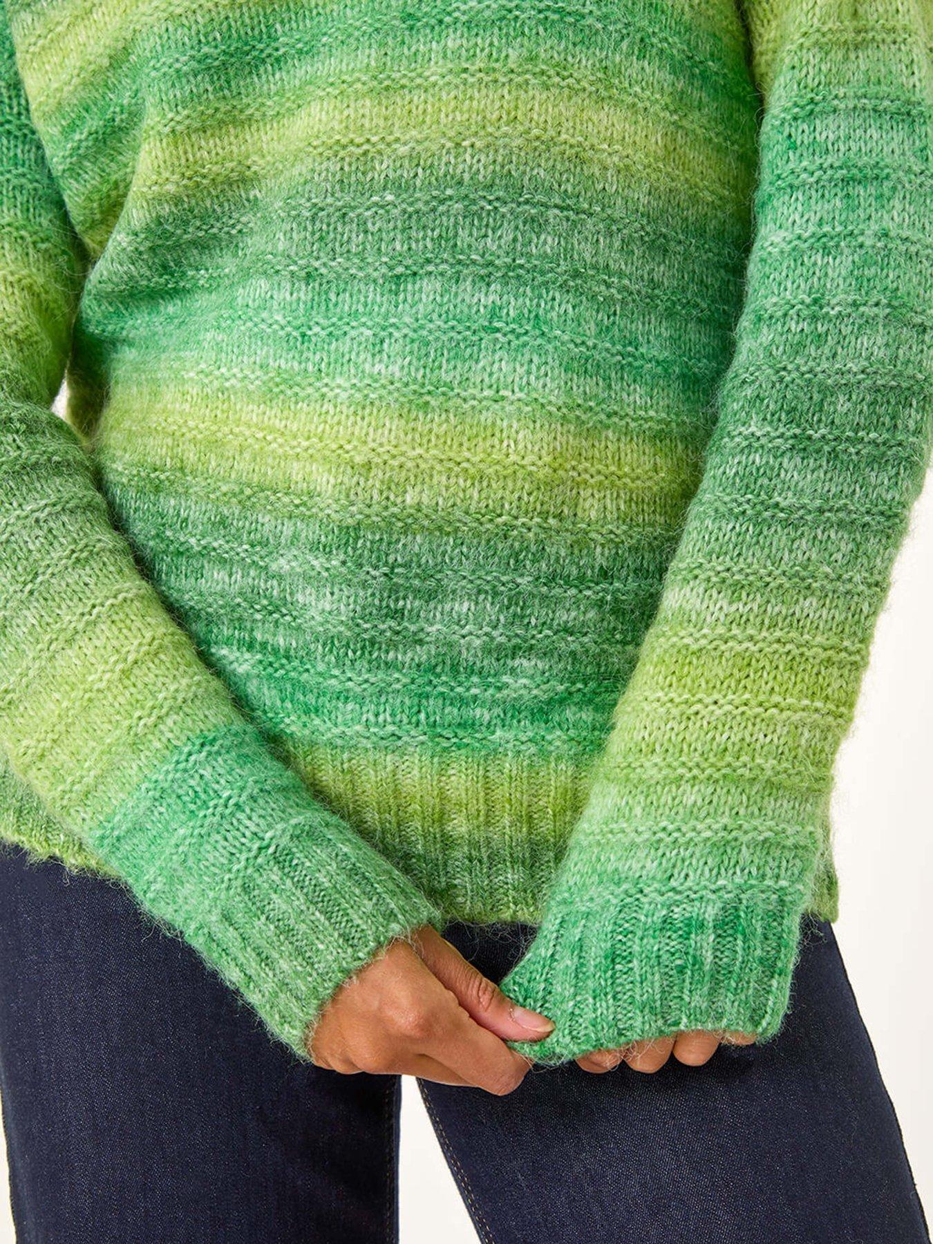  image of roman-spacedye-stripe-crew-neck-jumper-green